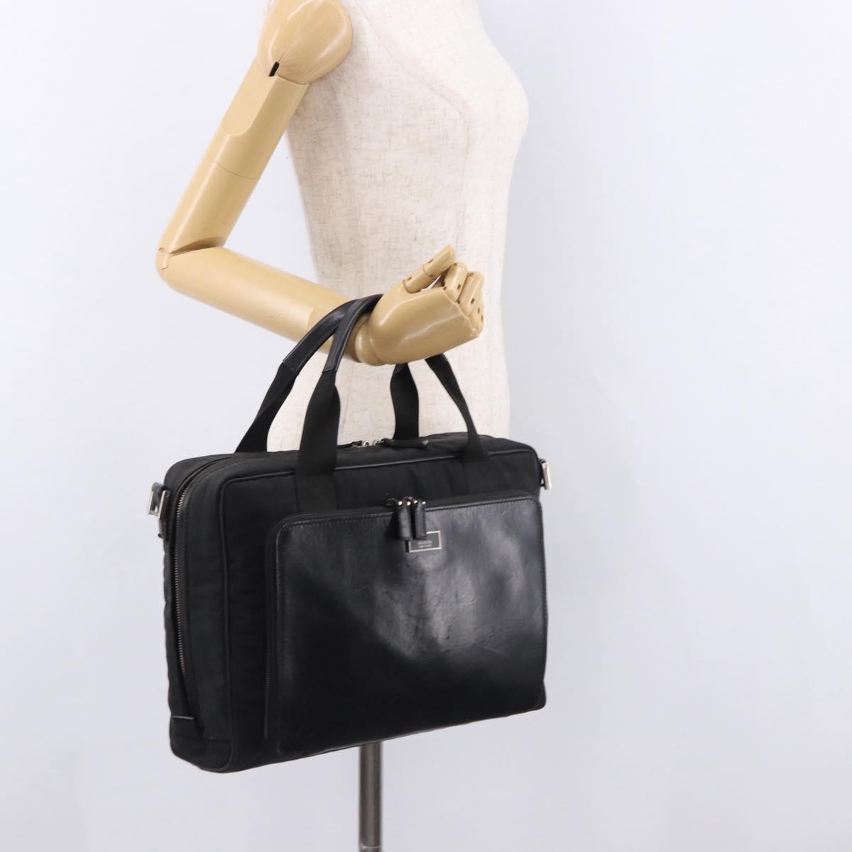 GUCCI Hand Bag Canvas Black Silver Auth bs36102