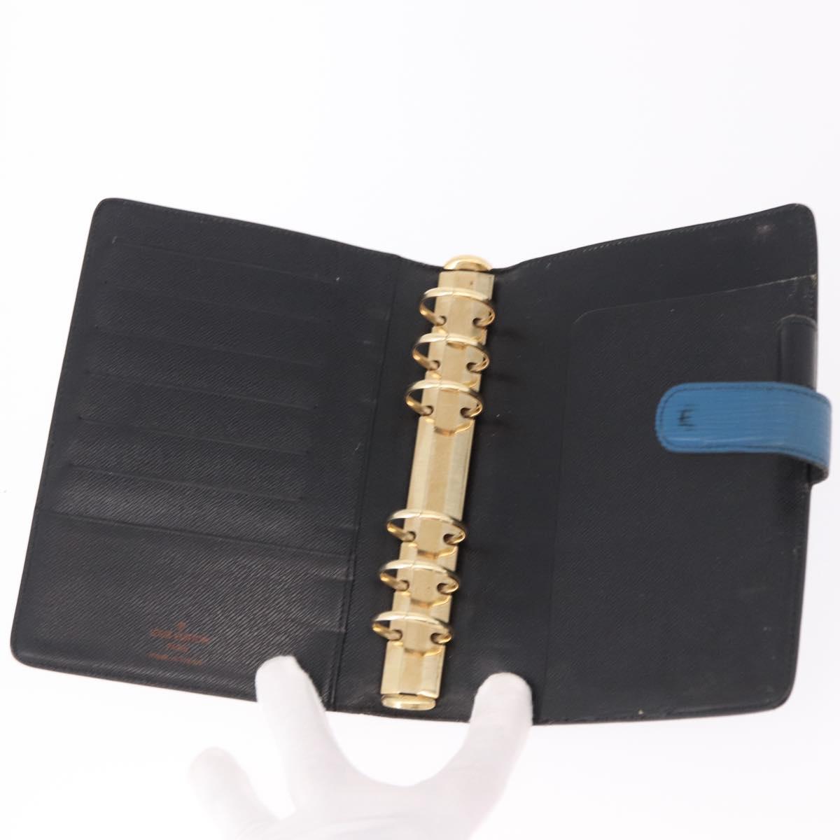 LOUIS VUITTON Epi Agenda MM Day Planner Cover Blue R20055 LV Auth bs36113