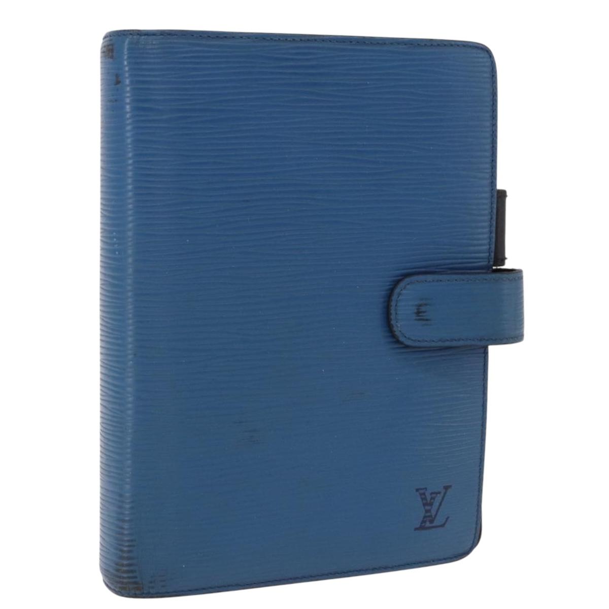 LOUIS VUITTON Epi Agenda MM Day Planner Cover Blue R20055 LV Auth bs36113