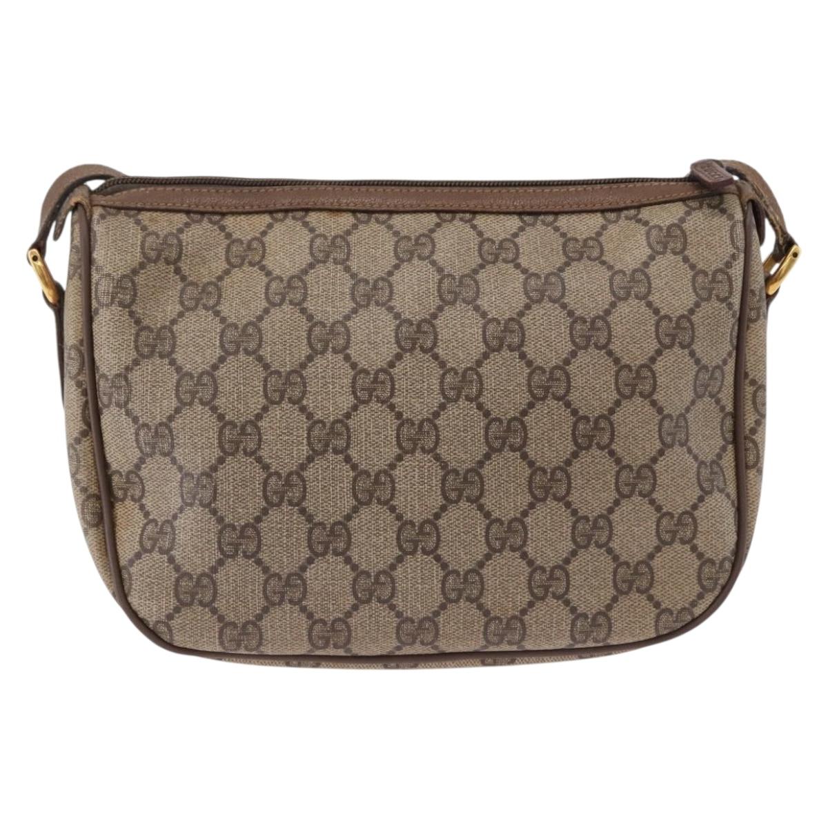 GUCCI GG Supreme Web Sherry Line Bag PVC Beige Gold 89 02 032 Auth bs36114