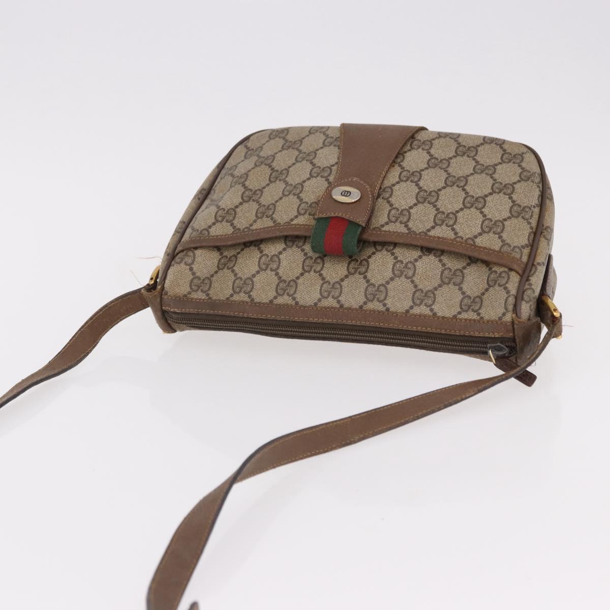 GUCCI GG Supreme Web Sherry Line Bag PVC Beige Gold 89 02 032 Auth bs36114