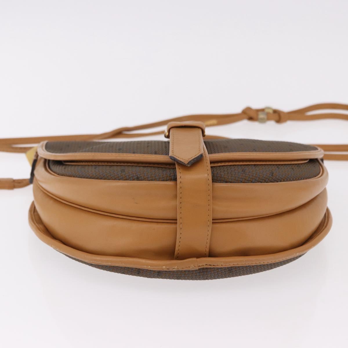 SAINT LAURENT Shoulder Bag PVC Canvas Beige Gold Auth bs36115