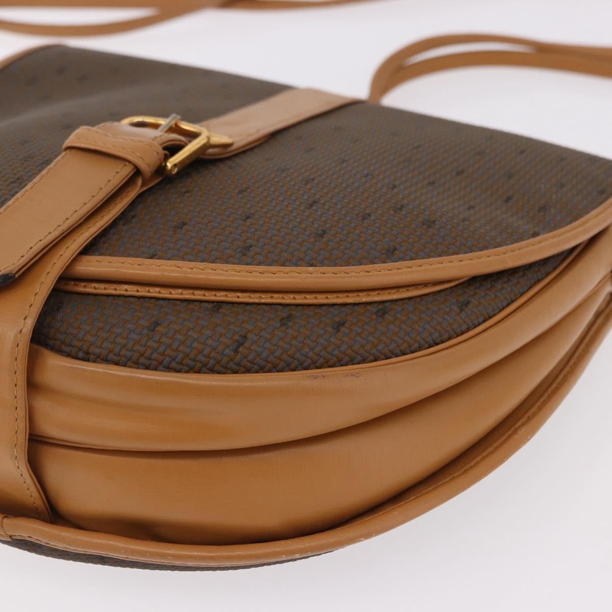 SAINT LAURENT Shoulder Bag PVC Canvas Beige Gold Auth bs36115
