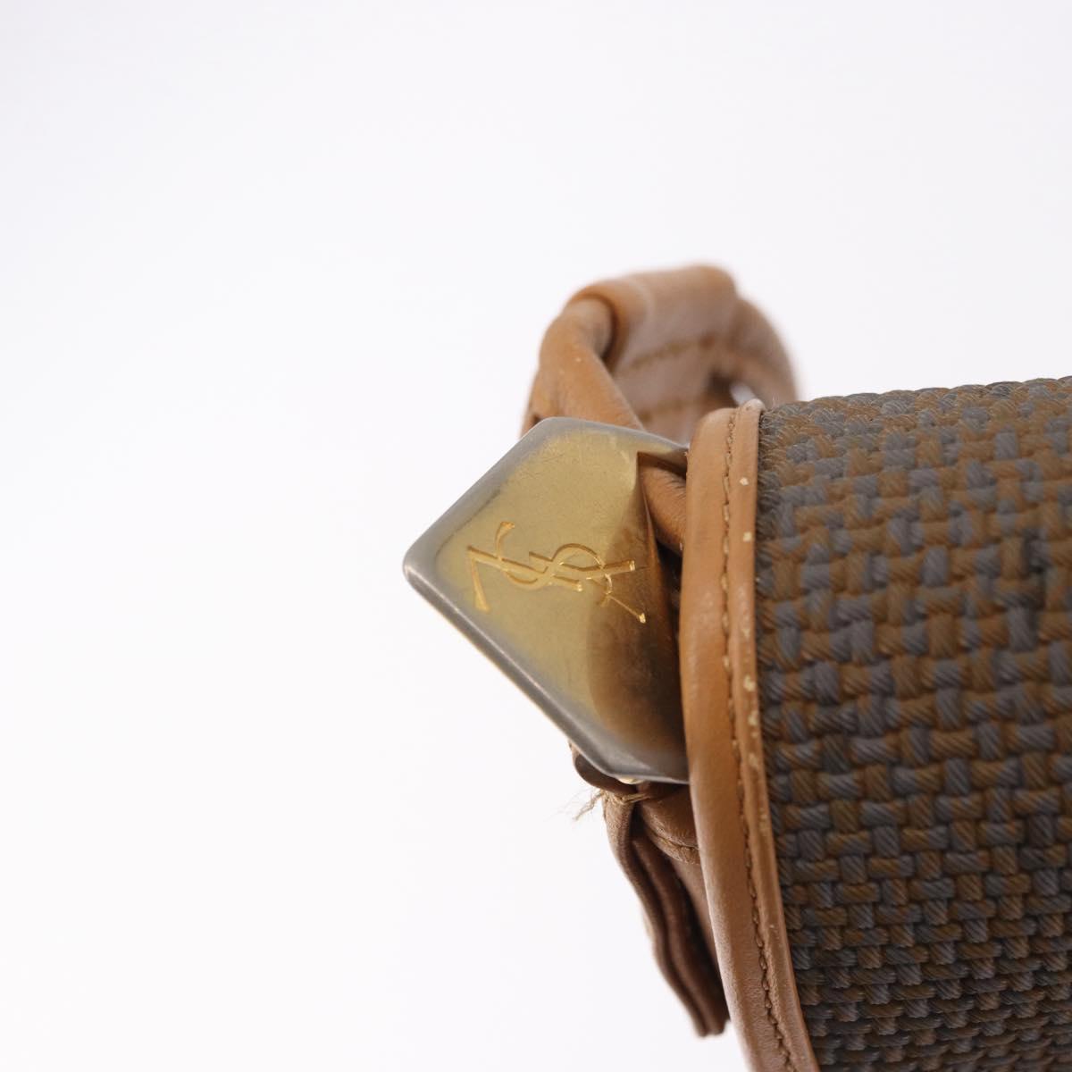 SAINT LAURENT Shoulder Bag PVC Canvas Beige Gold Auth bs36115