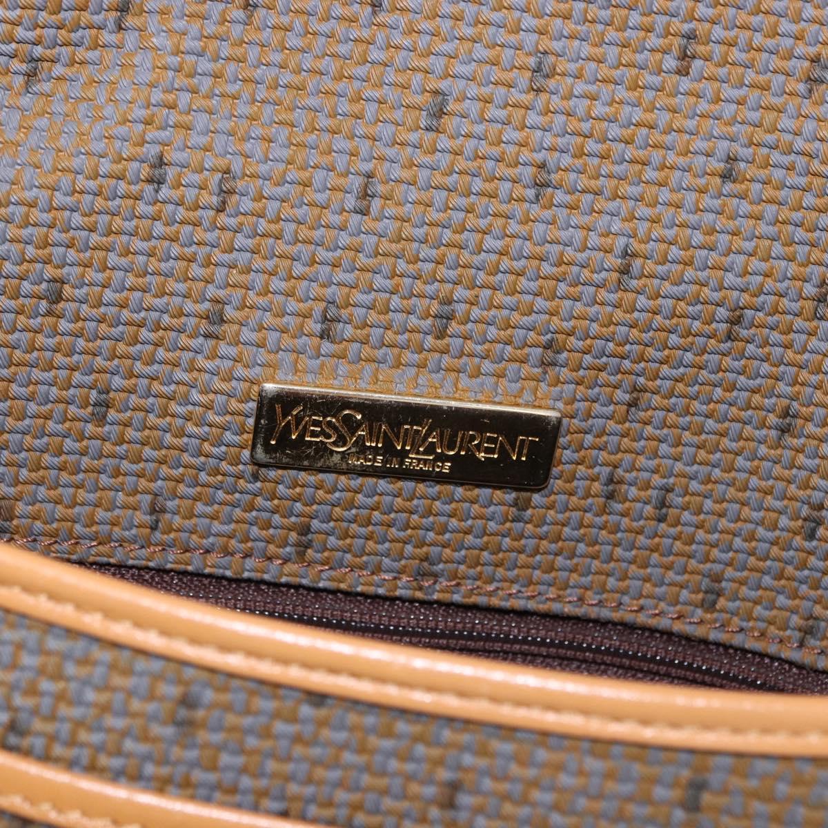 SAINT LAURENT Shoulder Bag PVC Canvas Beige Gold Auth bs36115