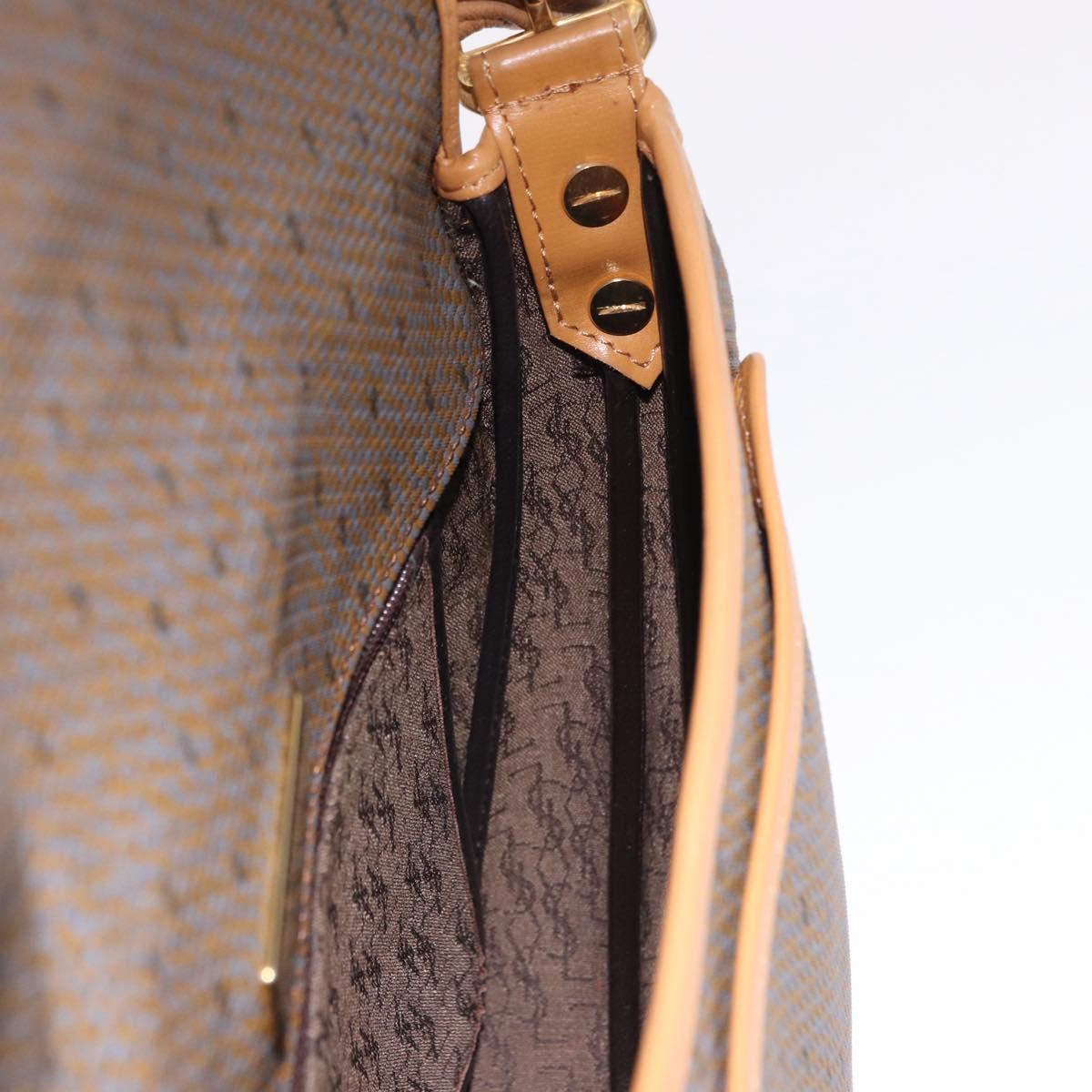SAINT LAURENT Shoulder Bag PVC Canvas Beige Gold Auth bs36115