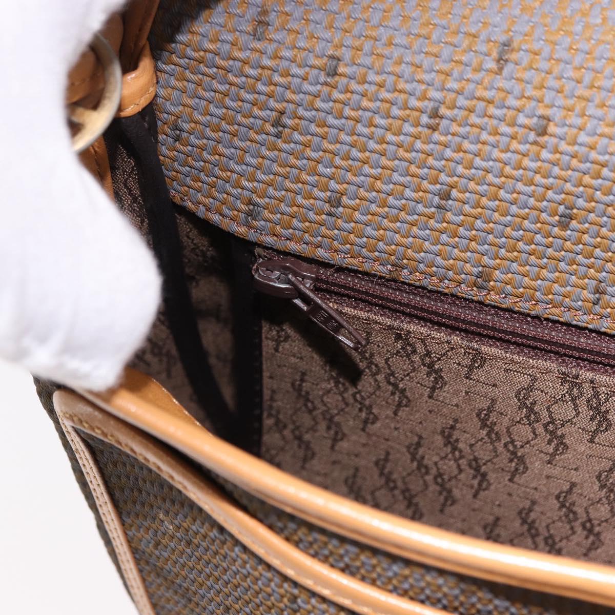 SAINT LAURENT Shoulder Bag PVC Canvas Beige Gold Auth bs36115