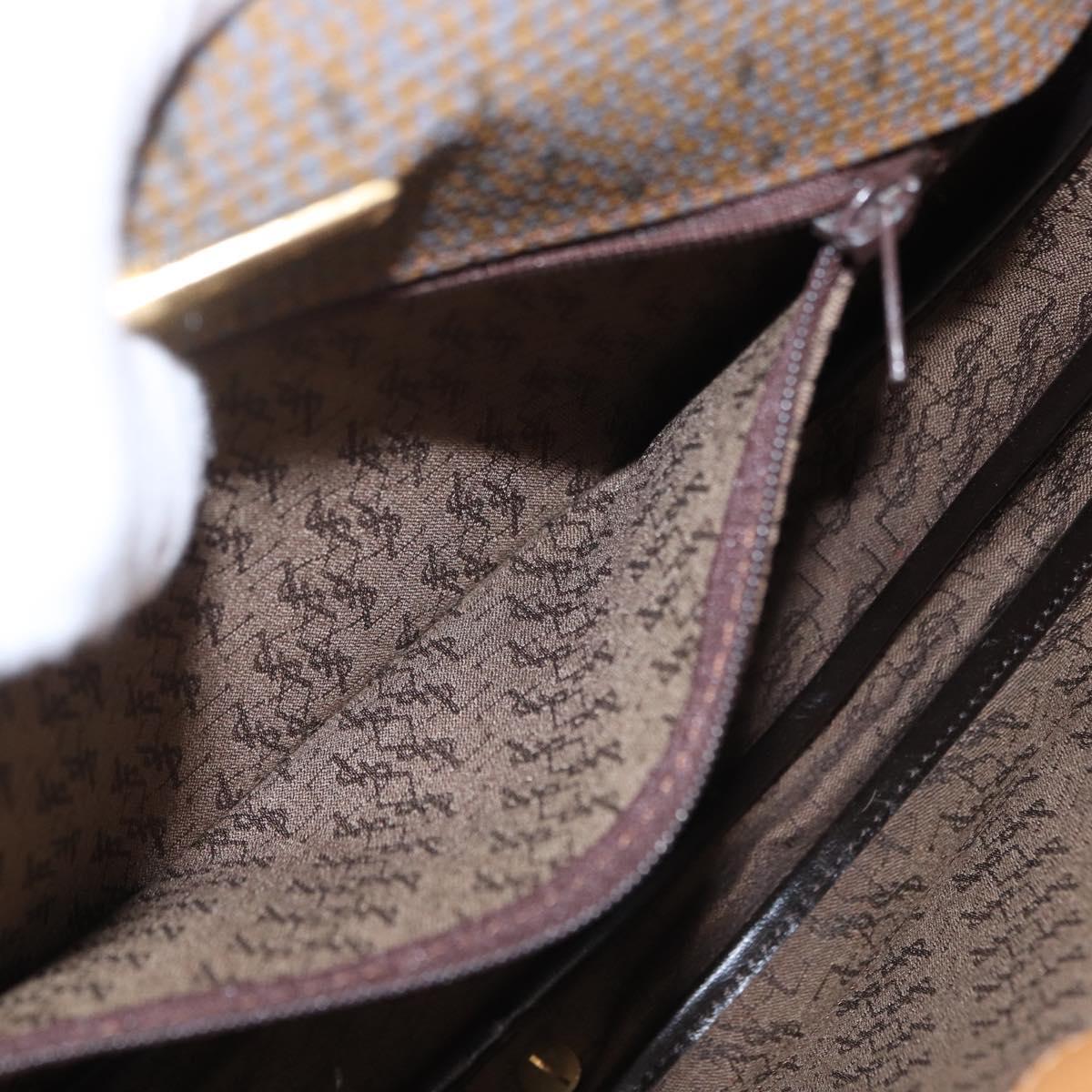 SAINT LAURENT Shoulder Bag PVC Canvas Beige Gold Auth bs36115