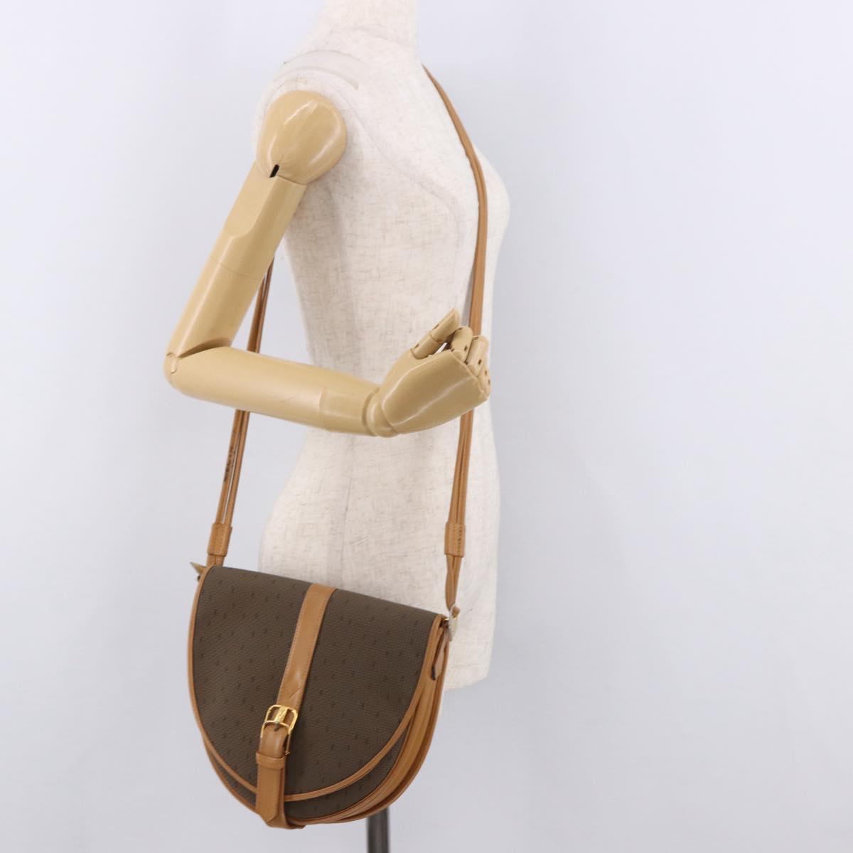 SAINT LAURENT Shoulder Bag PVC Canvas Beige Gold Auth bs36115