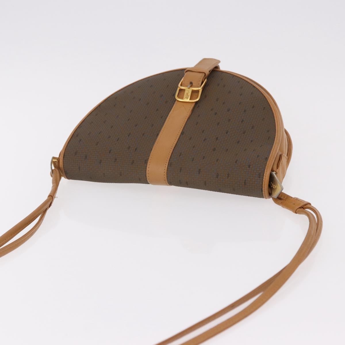 SAINT LAURENT Shoulder Bag PVC Canvas Beige Gold Auth bs36115