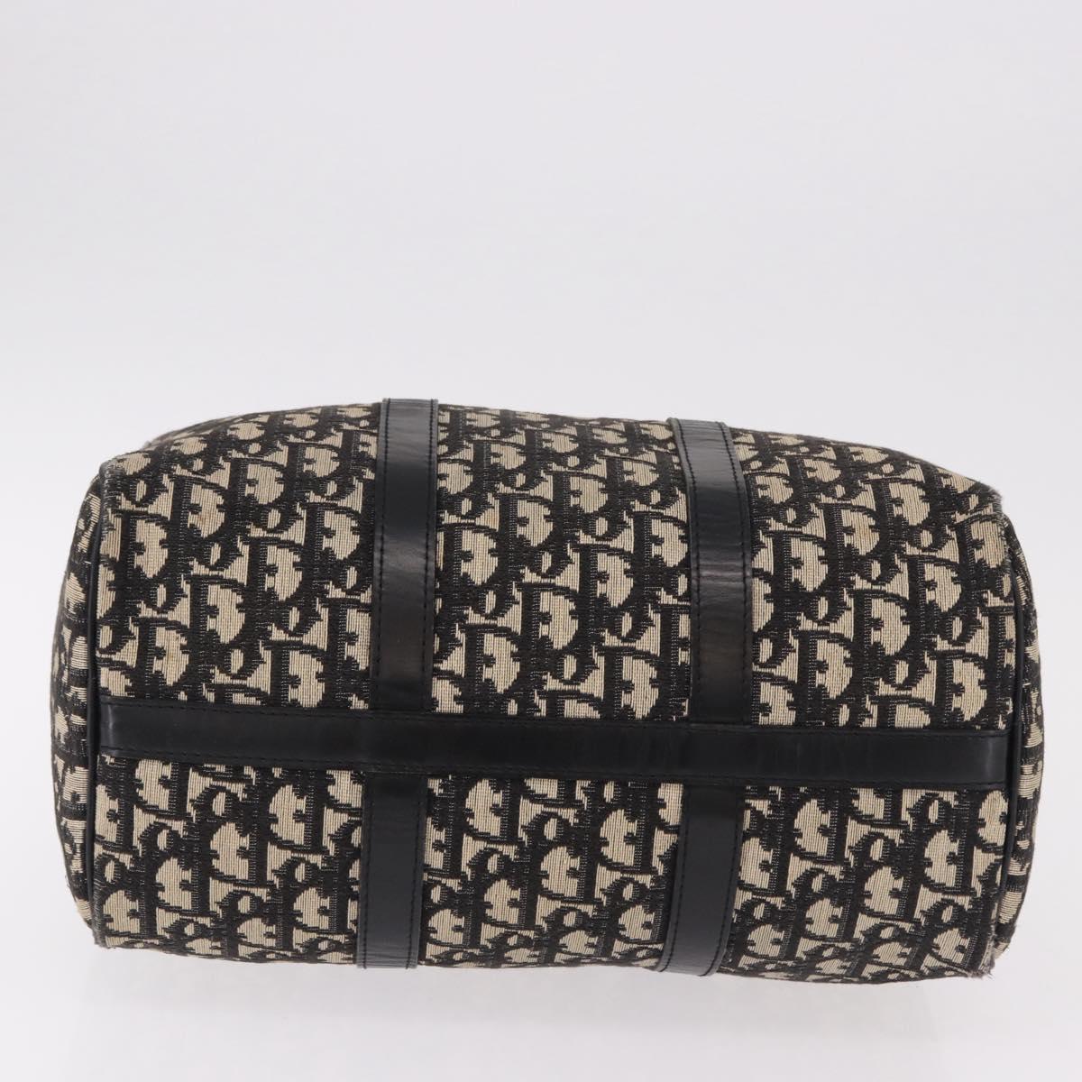 Christian Dior Trotter Canvas Boston Bag Black Silver Auth bs36116A