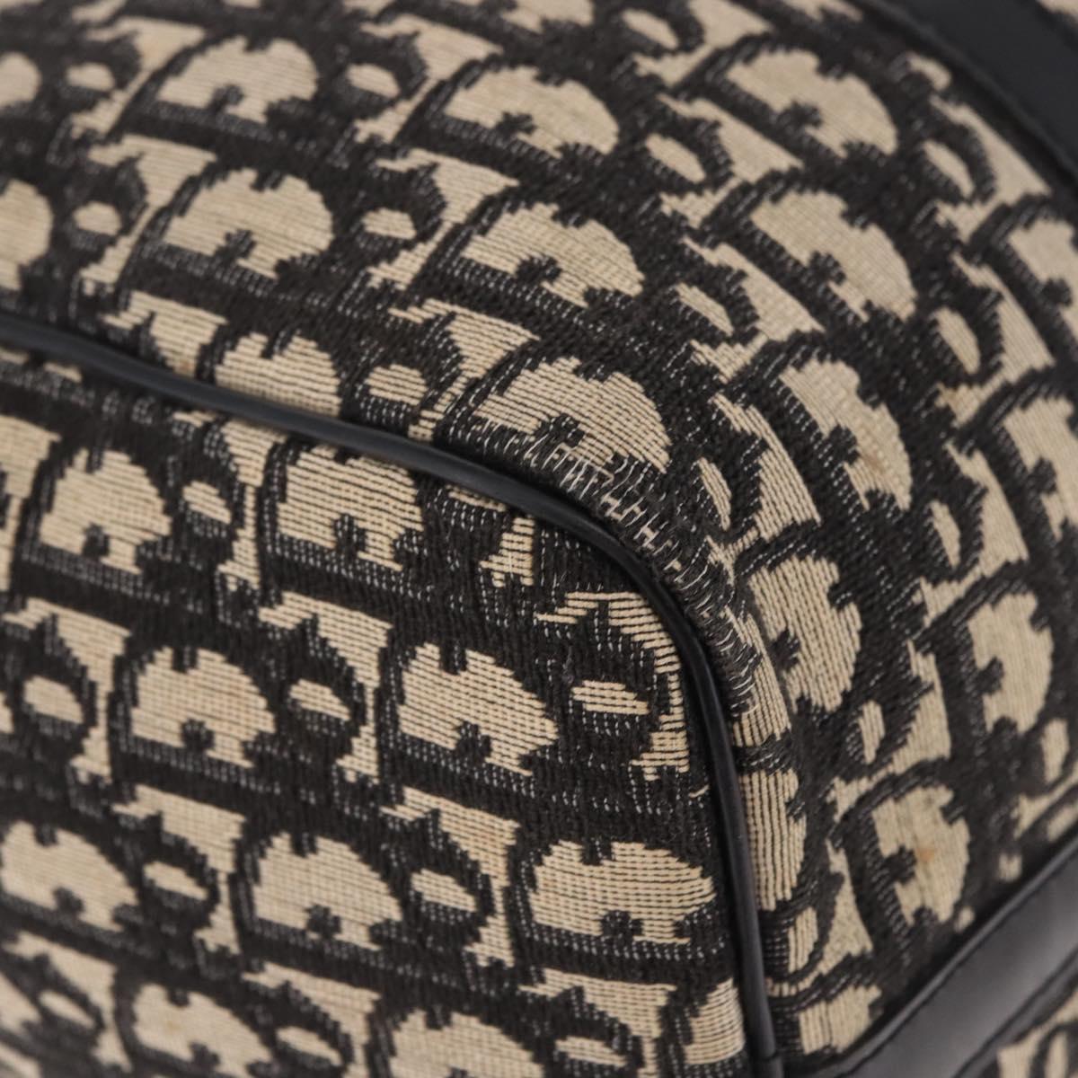 Christian Dior Trotter Canvas Boston Bag Black Silver Auth bs36116A