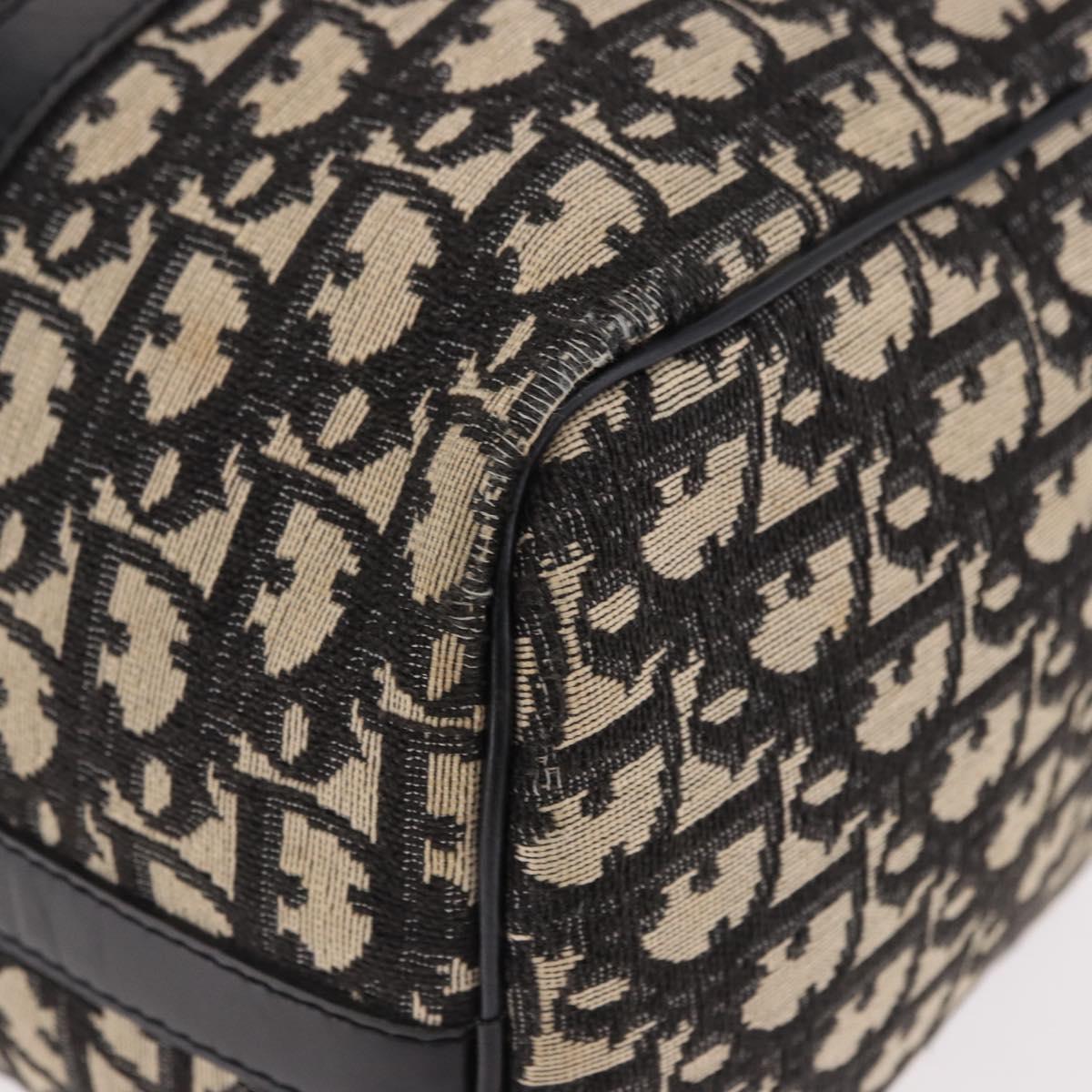 Christian Dior Trotter Canvas Boston Bag Black Silver Auth bs36116A