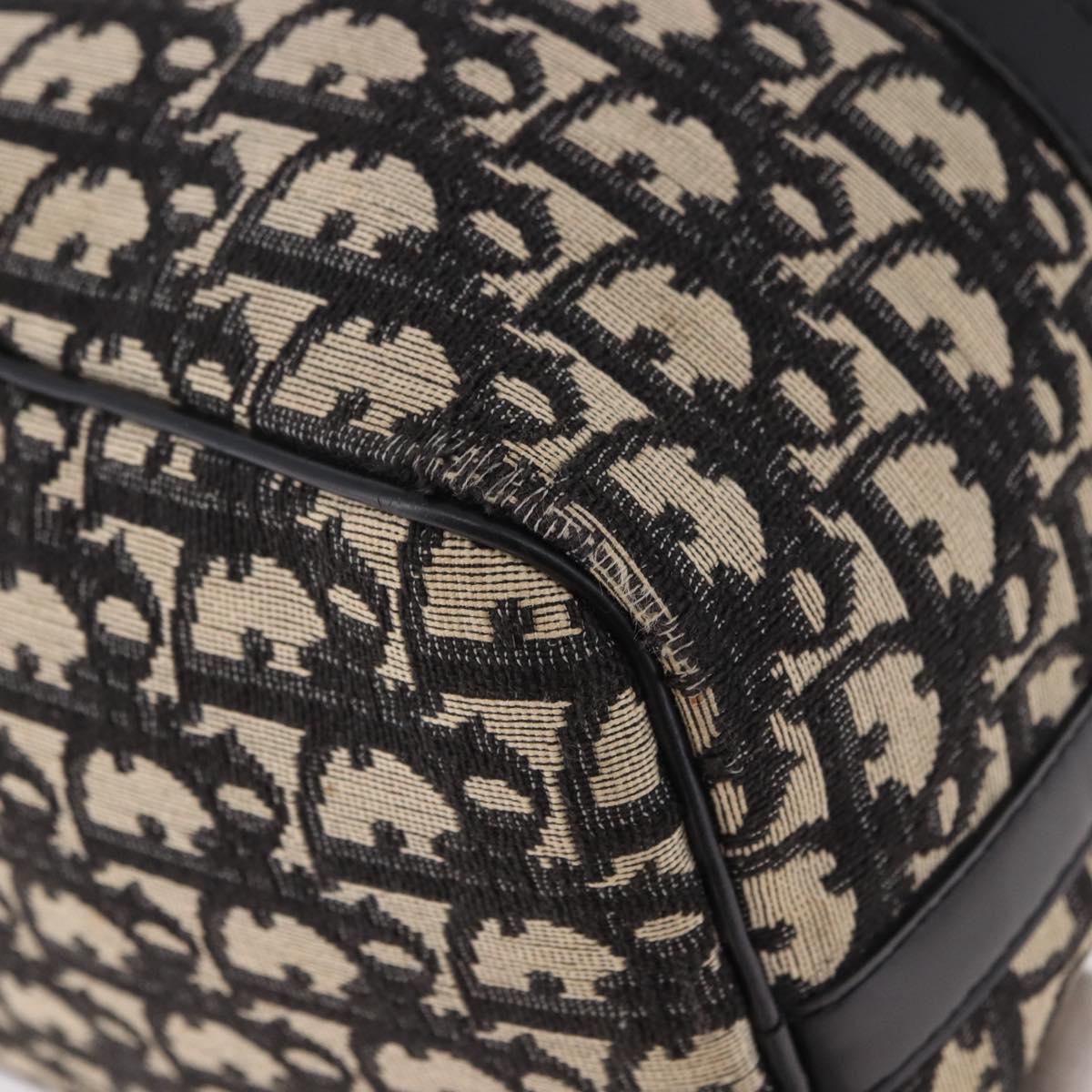 Christian Dior Trotter Canvas Boston Bag Black Silver Auth bs36116A