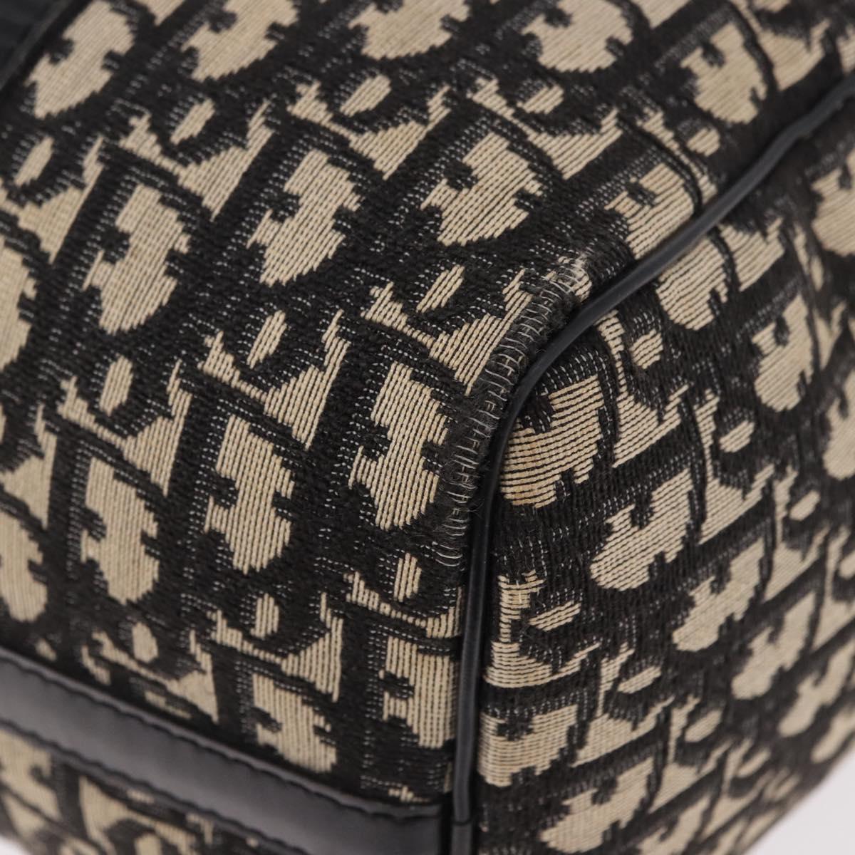 Christian Dior Trotter Canvas Boston Bag Black Silver Auth bs36116A