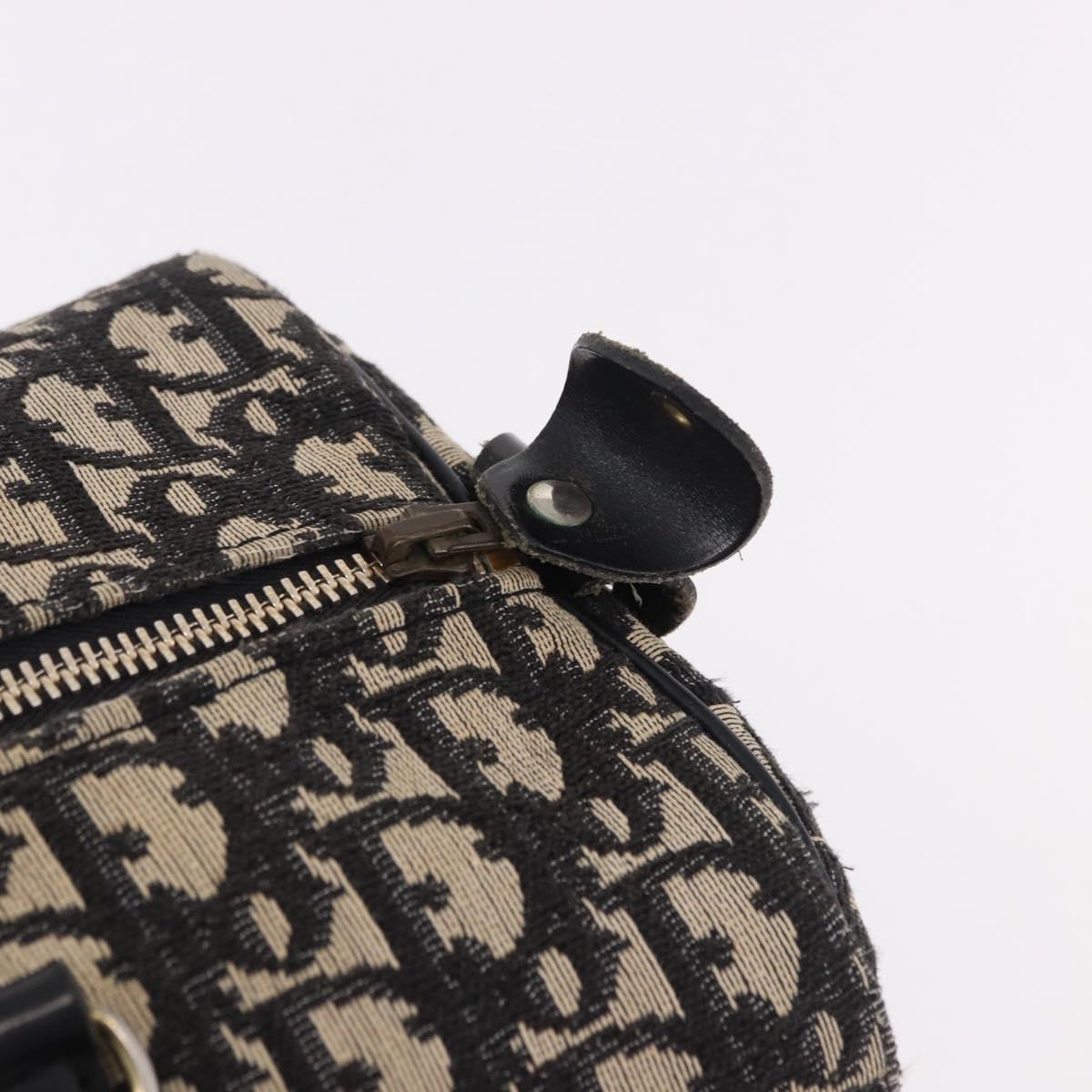 Christian Dior Trotter Canvas Boston Bag Black Silver Auth bs36116A