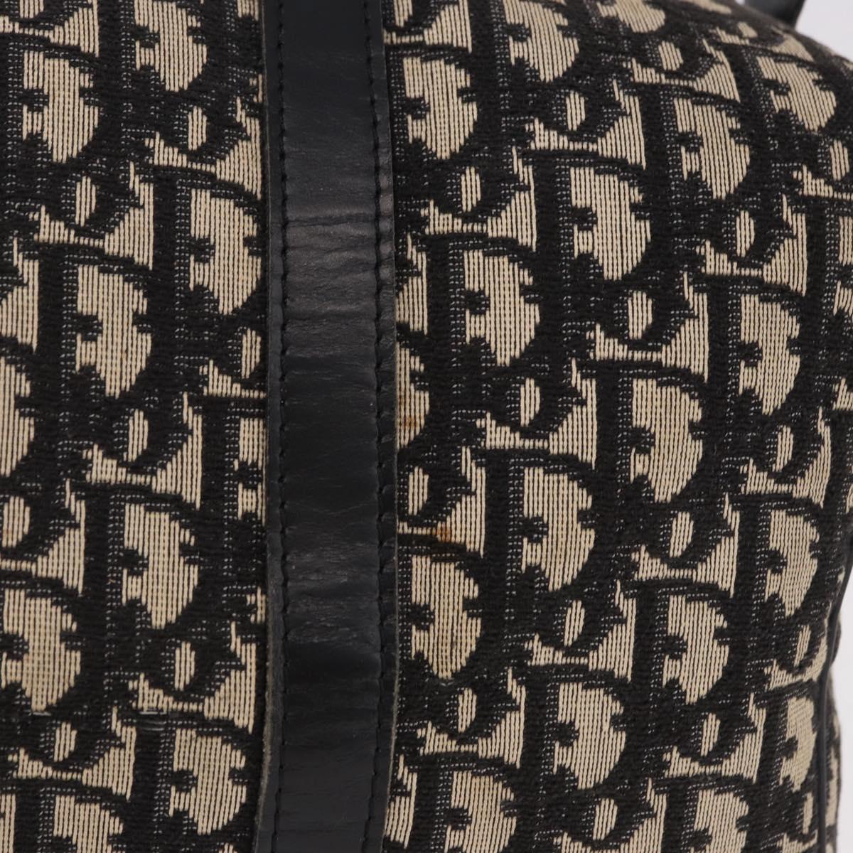 Christian Dior Trotter Canvas Boston Bag Black Silver Auth bs36116A