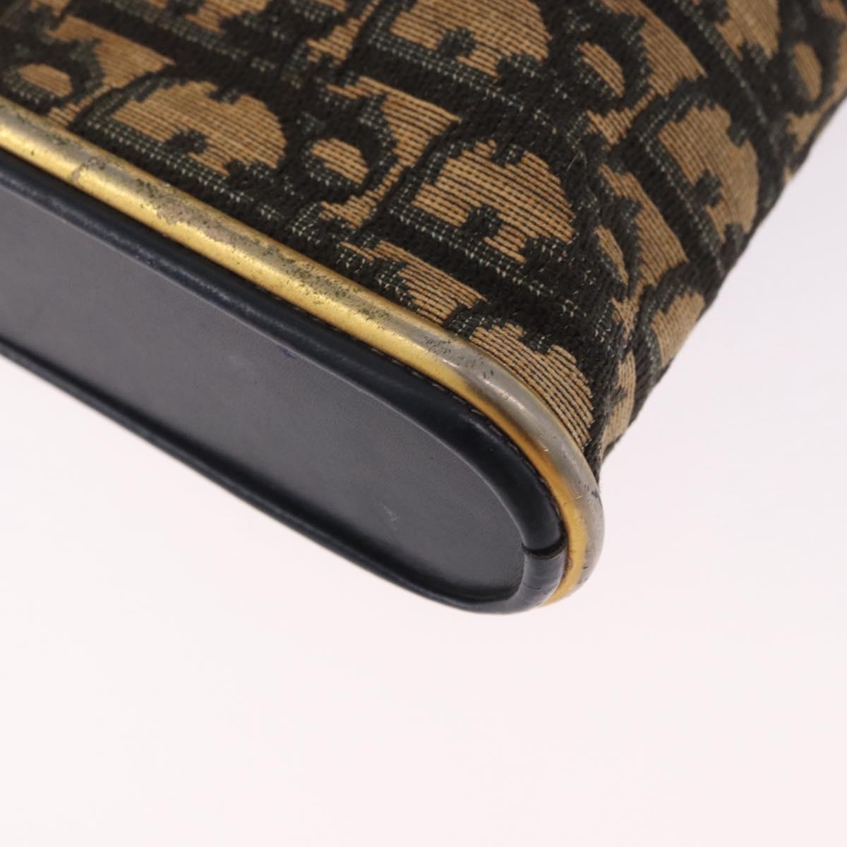 Christian Dior Trotter Canvas Shoulder Bag Navy Gold Auth bs36117