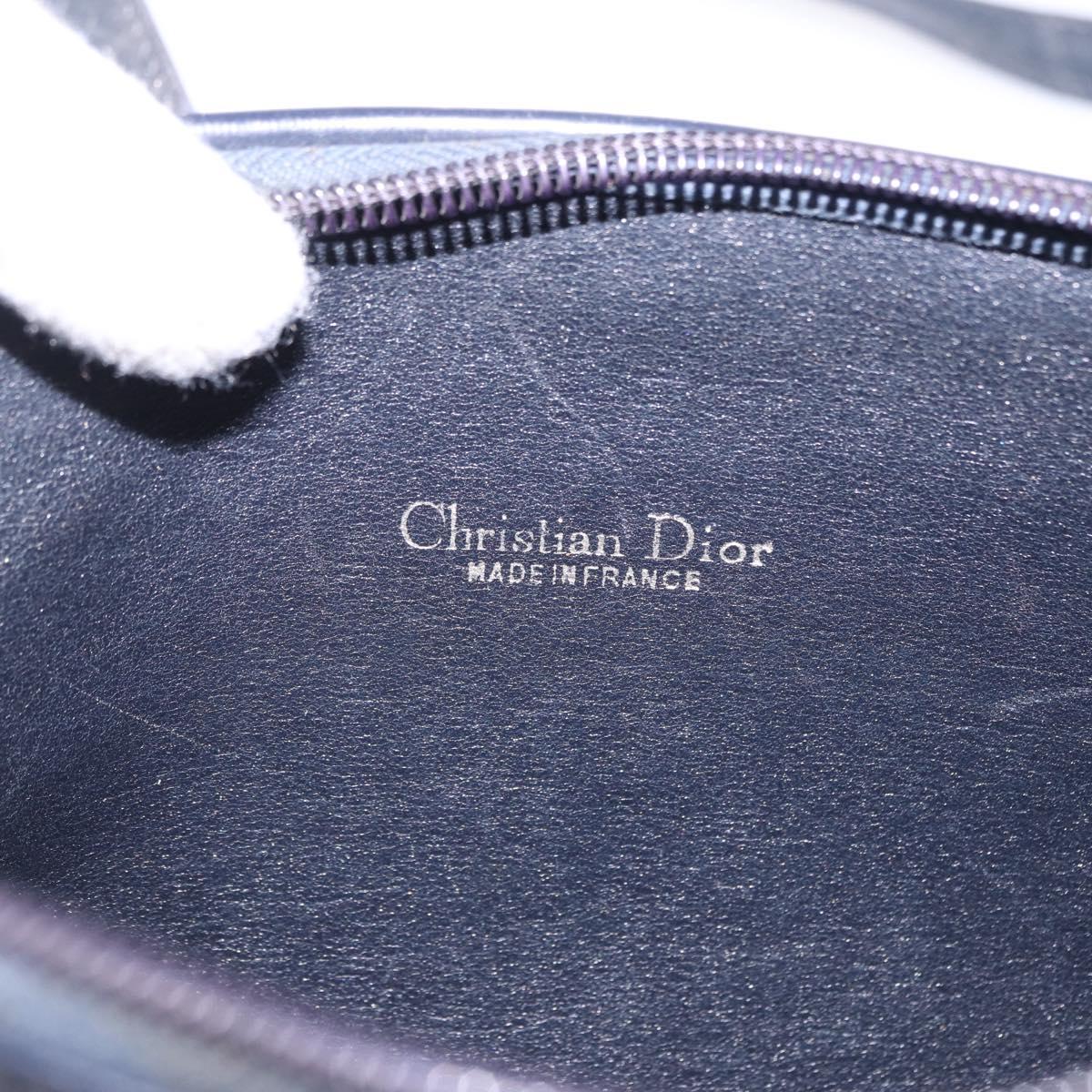 Christian Dior Trotter Canvas Shoulder Bag Navy Gold Auth bs36117