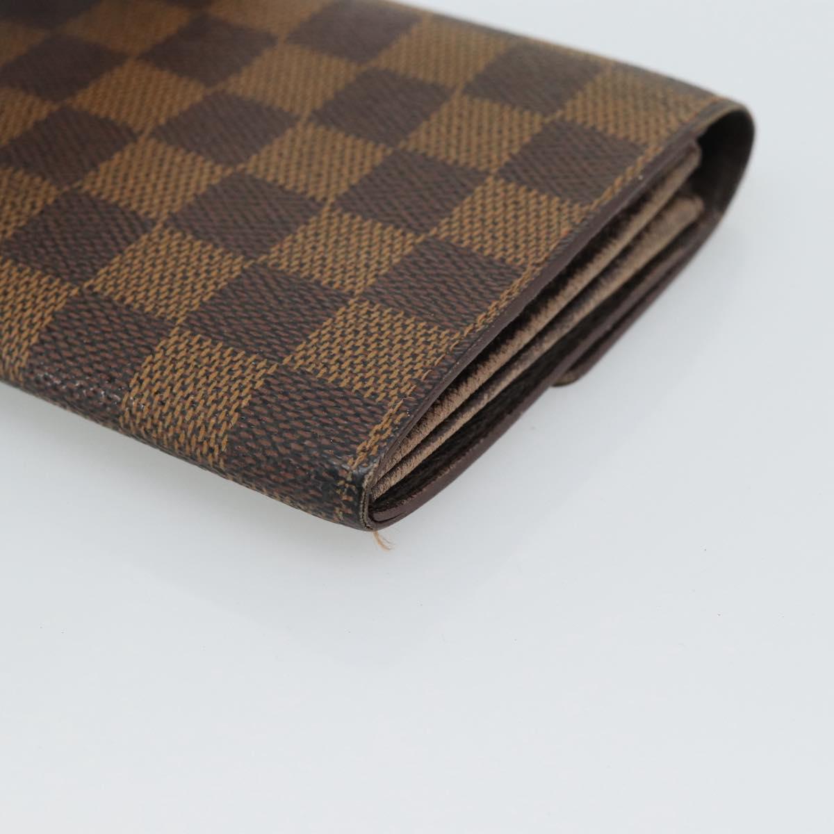 LOUIS VUITTON Damier Ebene Portefeuille Sarah Long Wallet N60491 LV Auth bs36121