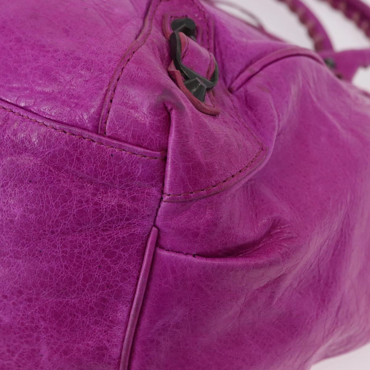 BALENCIAGA The Drum Hand Bag Leather Purple 232732 Auth bs36143V