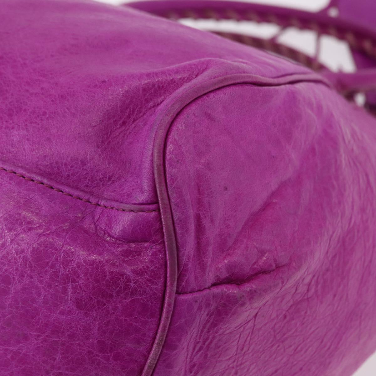 BALENCIAGA The Drum Hand Bag Leather Purple 232732 Auth bs36143V