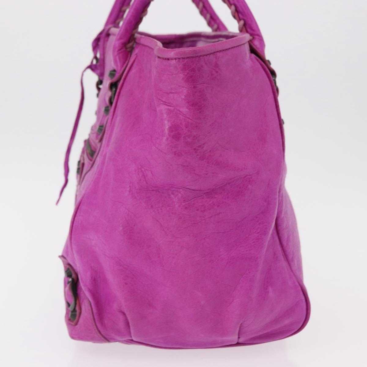 BALENCIAGA The Drum Hand Bag Leather Purple 232732 Auth bs36143V
