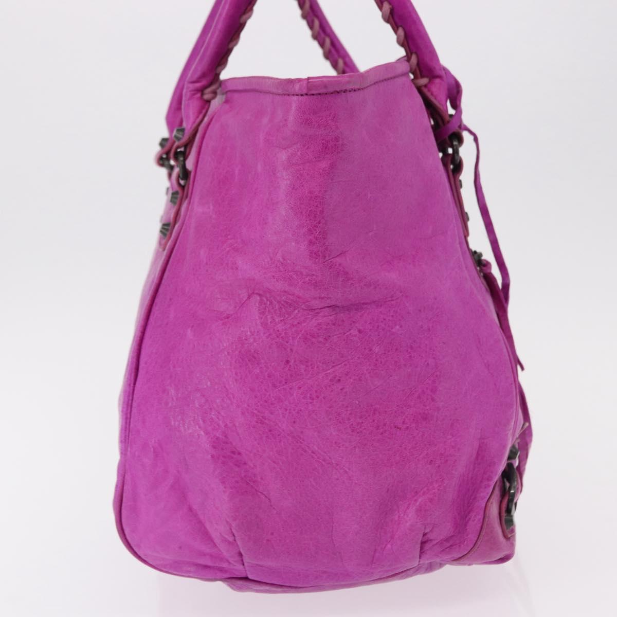 BALENCIAGA The Drum Hand Bag Leather Purple 232732 Auth bs36143V