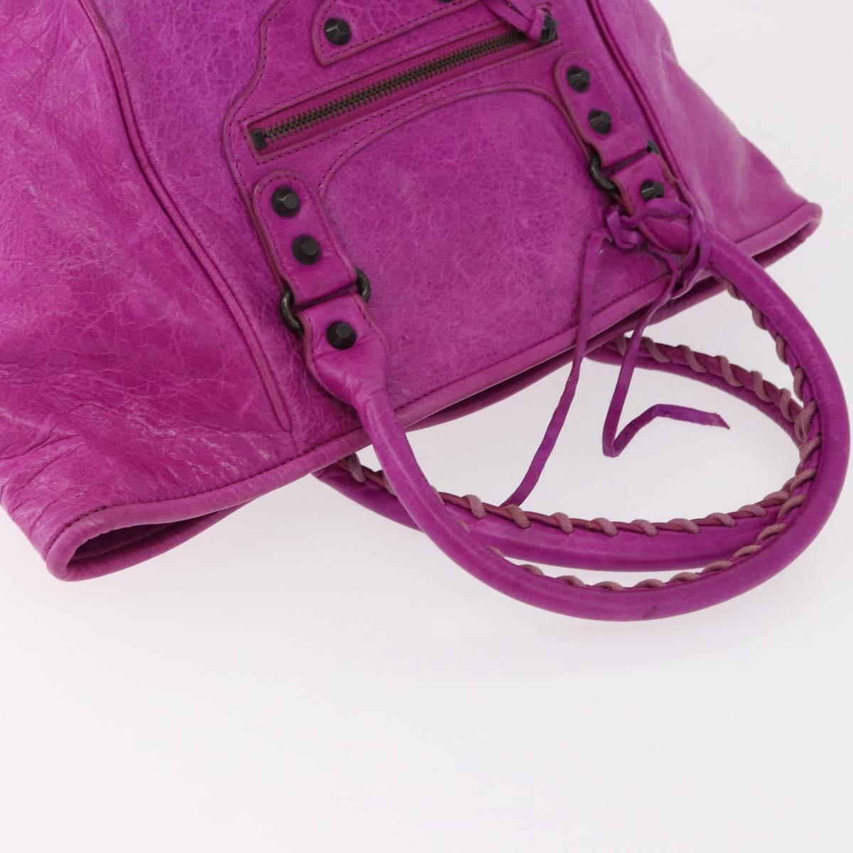 BALENCIAGA The Drum Hand Bag Leather Purple 232732 Auth bs36143V