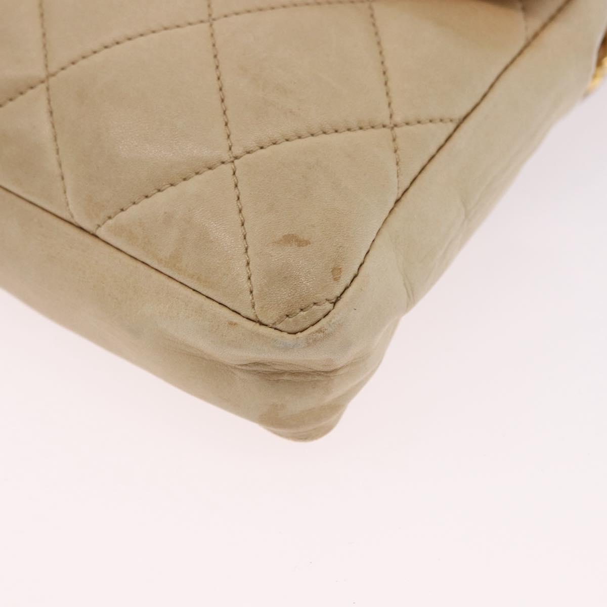 CHANEL Matelasse Waist bag Lamb Skin Beige Gold CC Auth bs36144