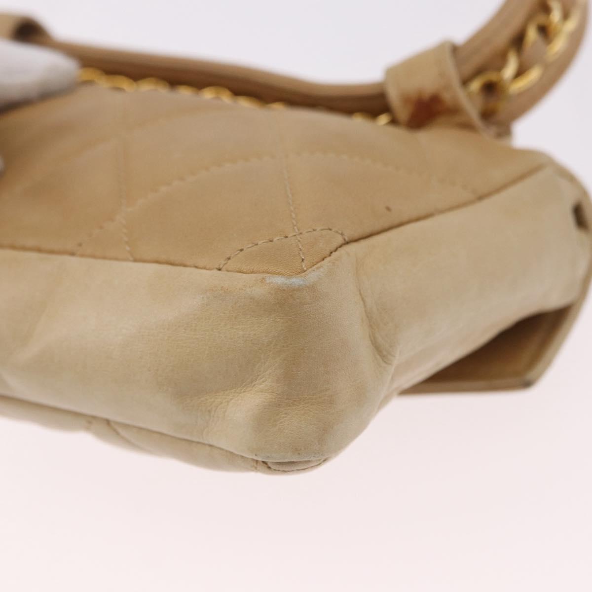 CHANEL Matelasse Waist bag Lamb Skin Beige Gold CC Auth bs36144