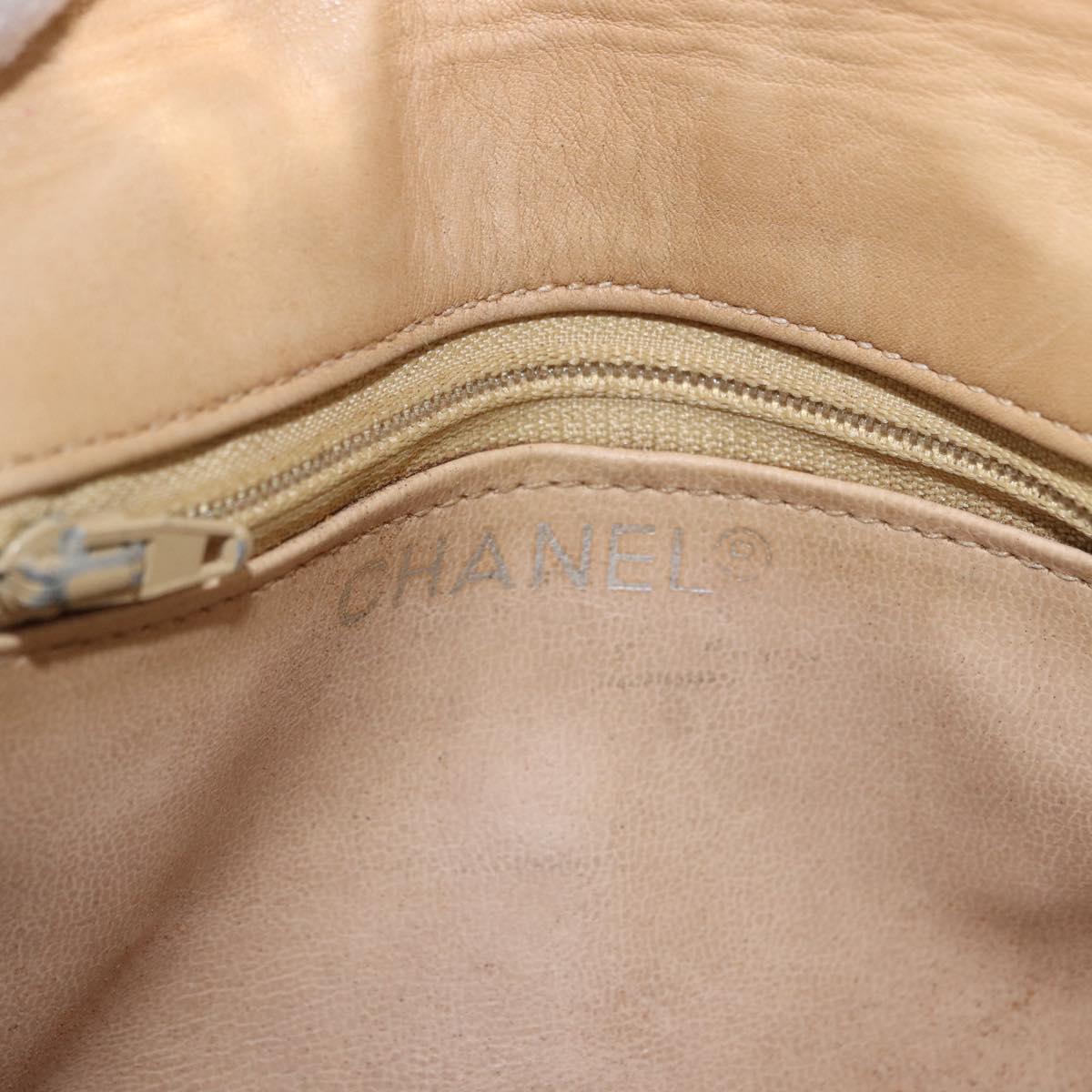 CHANEL Matelasse Waist bag Lamb Skin Beige Gold CC Auth bs36144