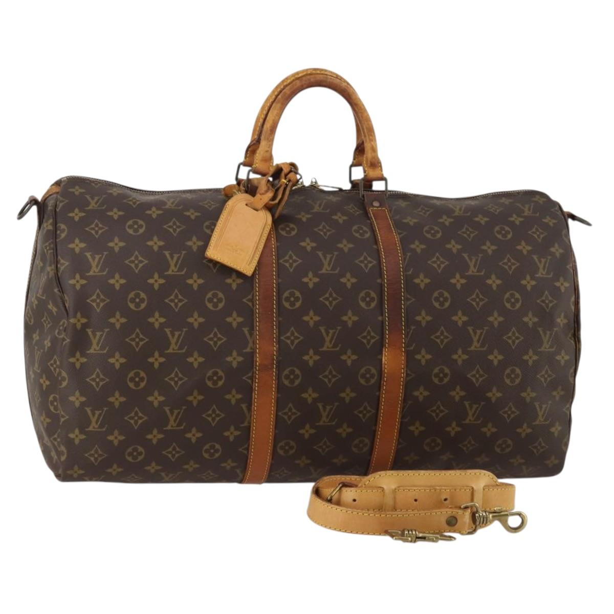 LOUIS VUITTON Monogram Keepall Bandouliere 55 Boston Bag M41414 LV Auth bs36149
