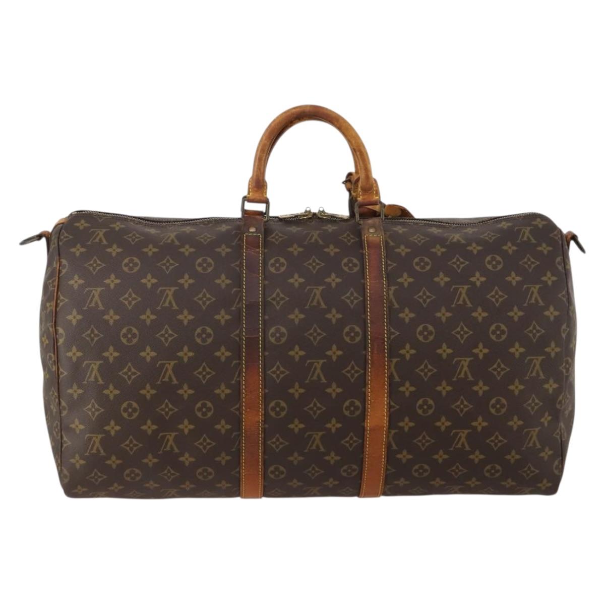 LOUIS VUITTON Monogram Keepall Bandouliere 55 Boston Bag M41414 LV Auth bs36149