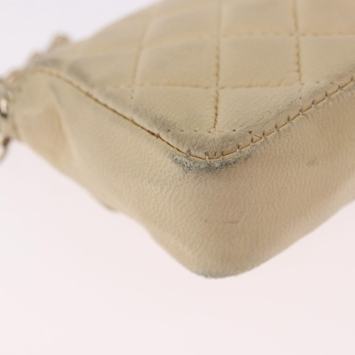 CHANEL Mini Mini Matelasse Charm Lamb Skin Beige CC Auth bs36151