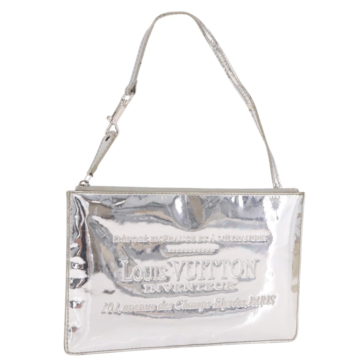 LOUIS VUITTON Monogram Miroir Pochette Platt Pouch Silver M95277 LV Auth bs36152