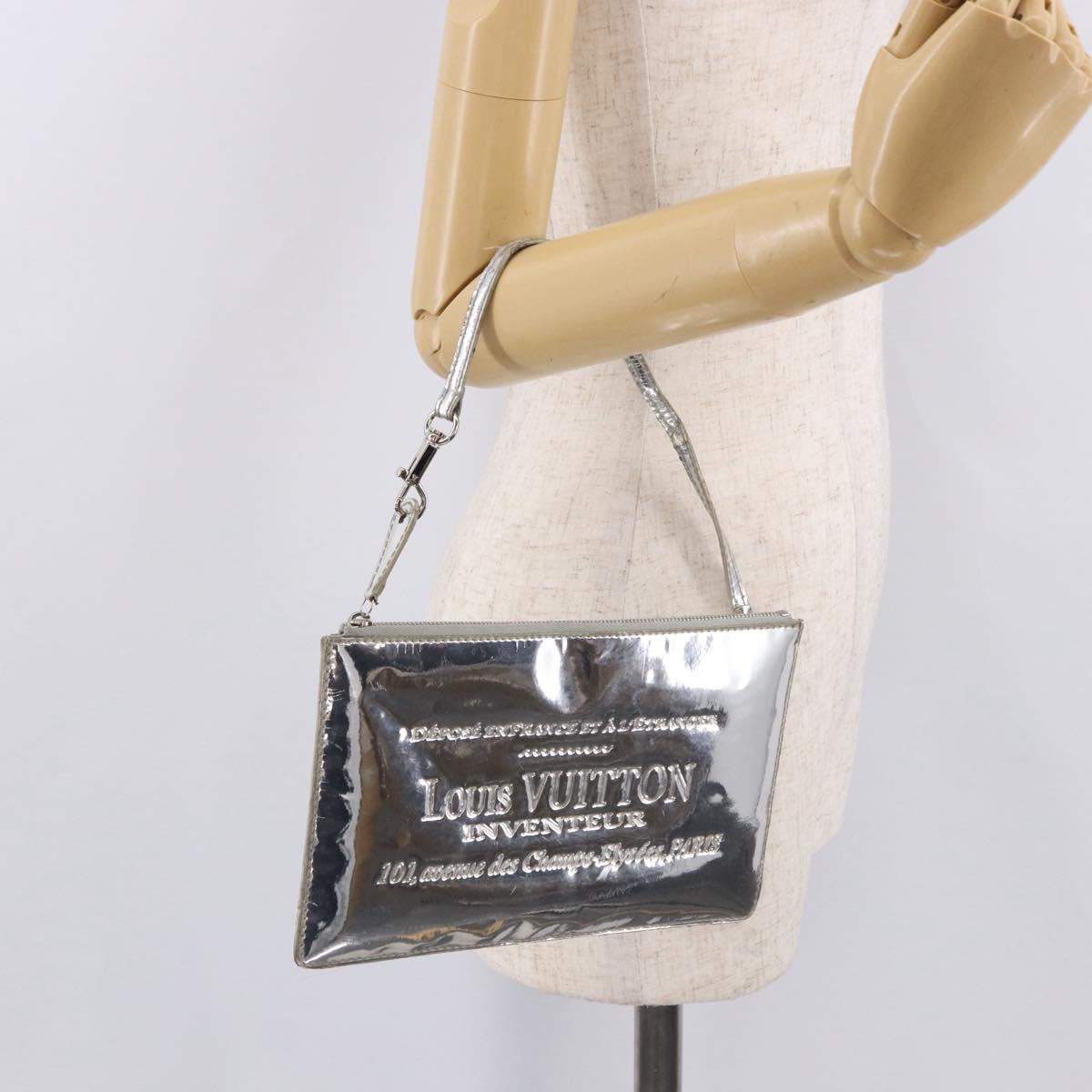 LOUIS VUITTON Monogram Miroir Pochette Platt Pouch Silver M95277 LV Auth bs36152
