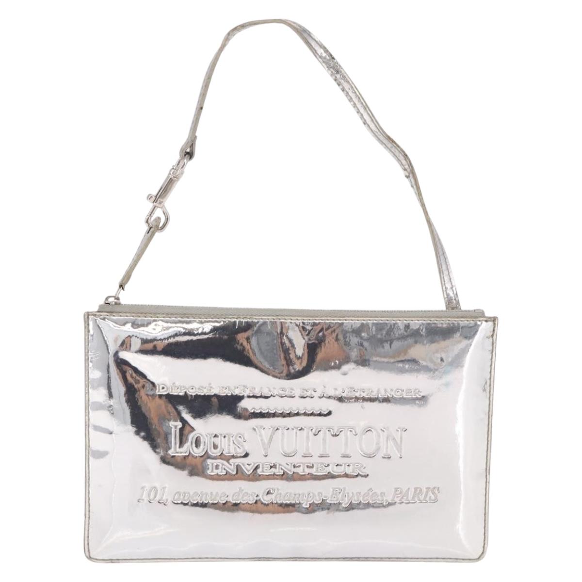 LOUIS VUITTON Monogram Miroir Pochette Platt Pouch Silver M95277 LV Auth bs36152
