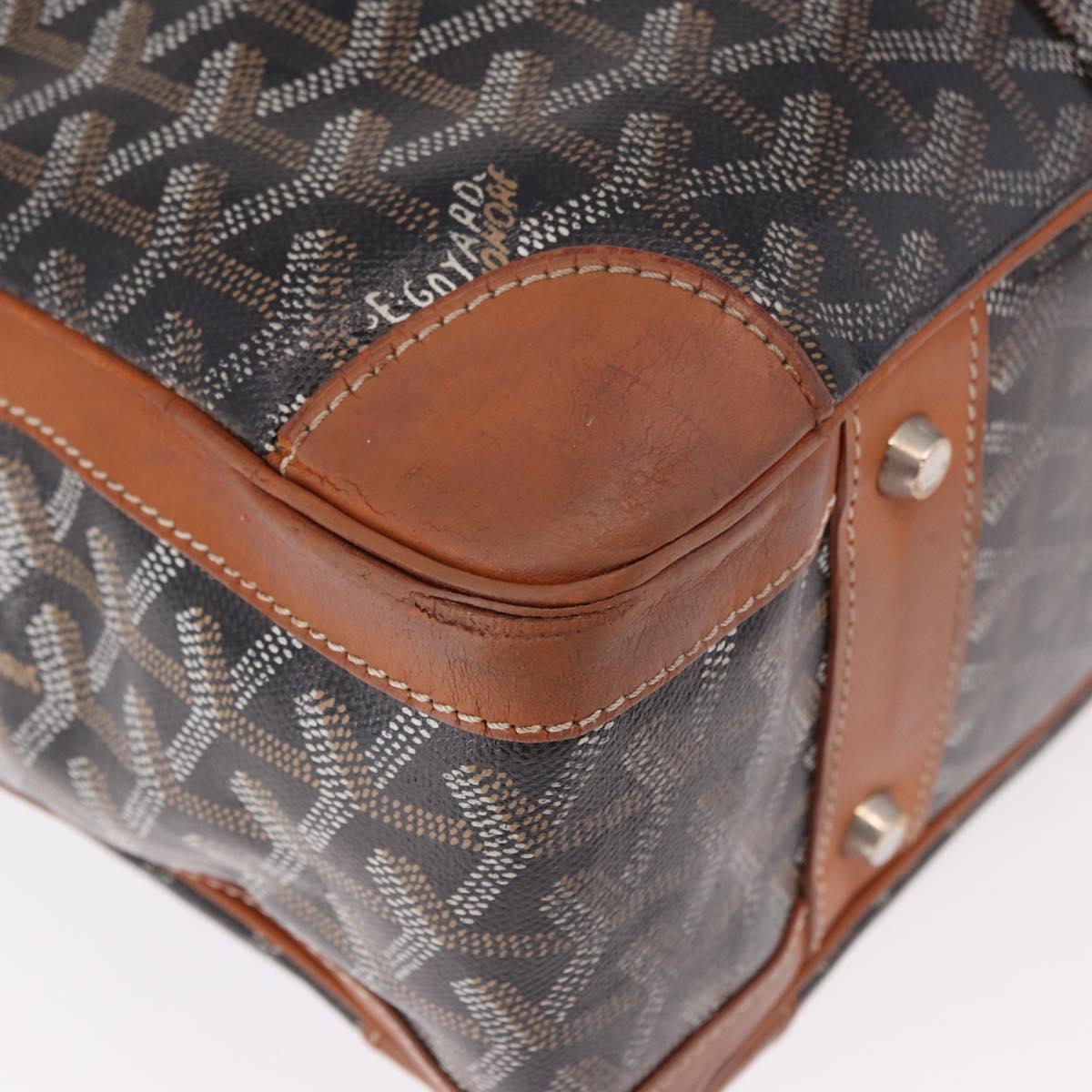 GOYARD Herringbone Boston Bag PVC Black Silver Auth bs36155