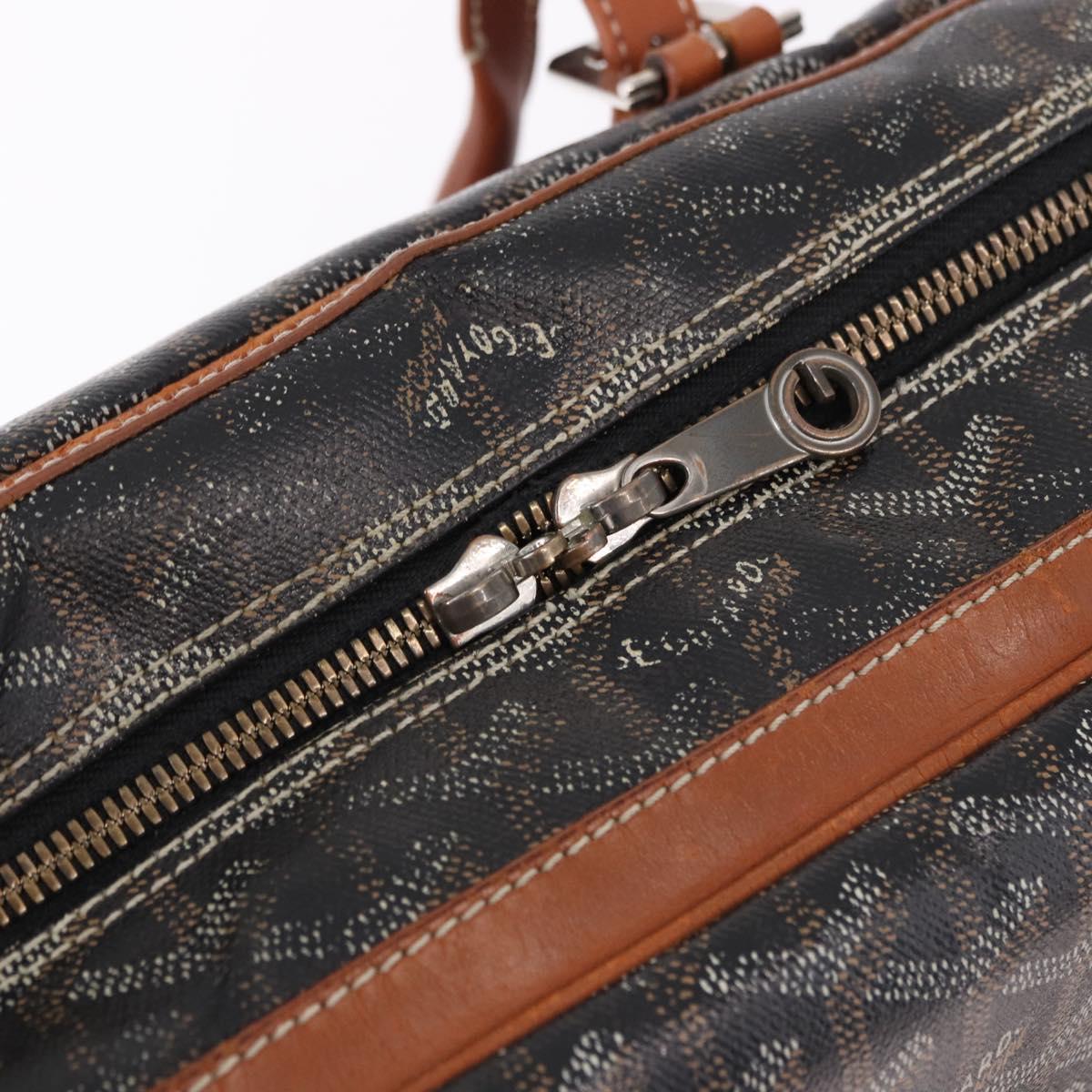 GOYARD Herringbone Boston Bag PVC Black Silver Auth bs36155