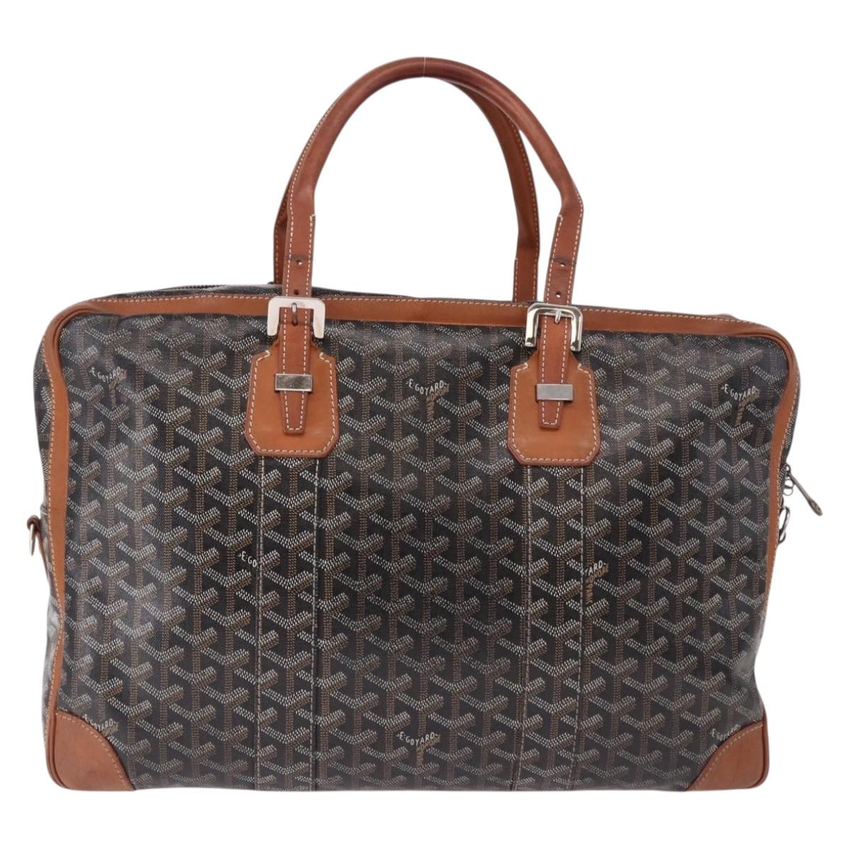 GOYARD Herringbone Boston Bag PVC Black Silver Auth bs36155