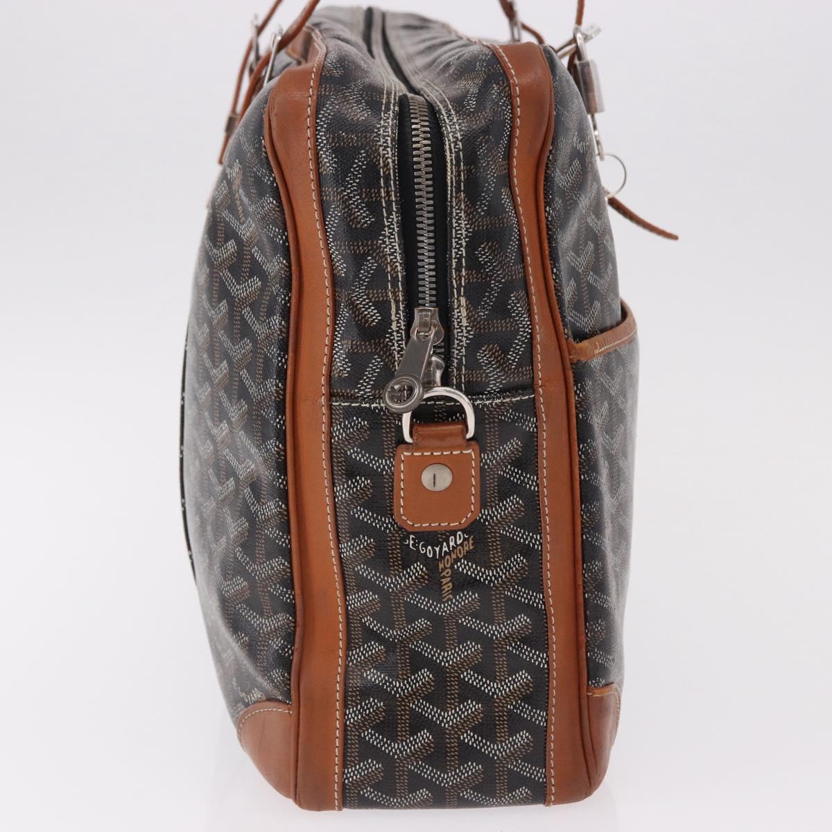 GOYARD Herringbone Boston Bag PVC Black Silver Auth bs36155