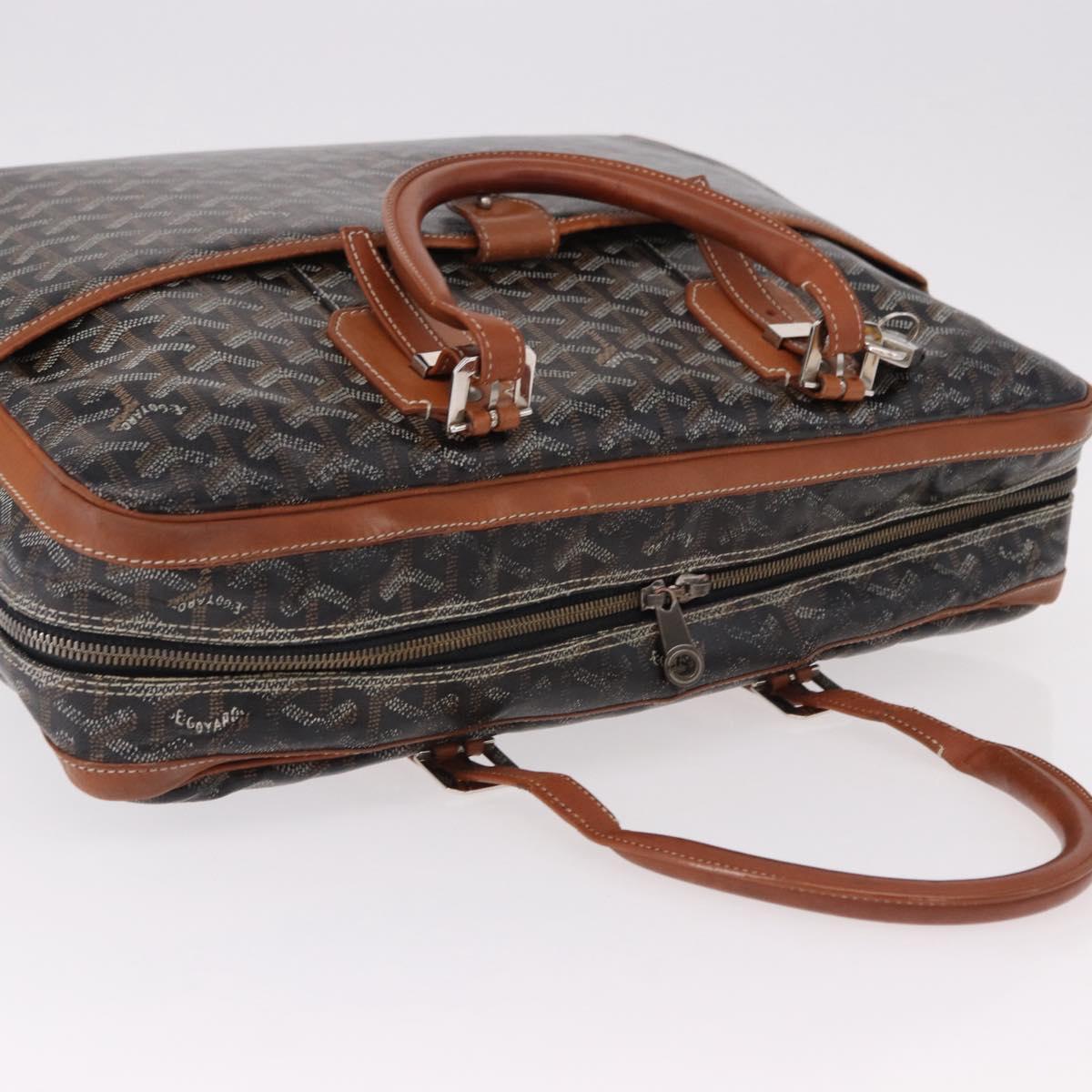 GOYARD Herringbone Boston Bag PVC Black Silver Auth bs36155
