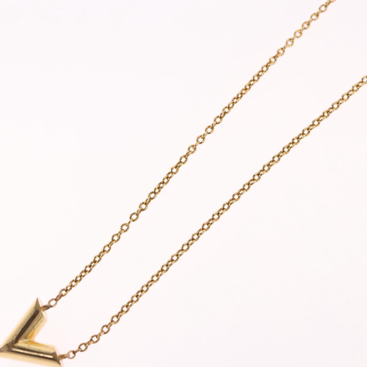 LOUIS VUITTON Essential V Necklace Gold M61083 LV Auth bs36156