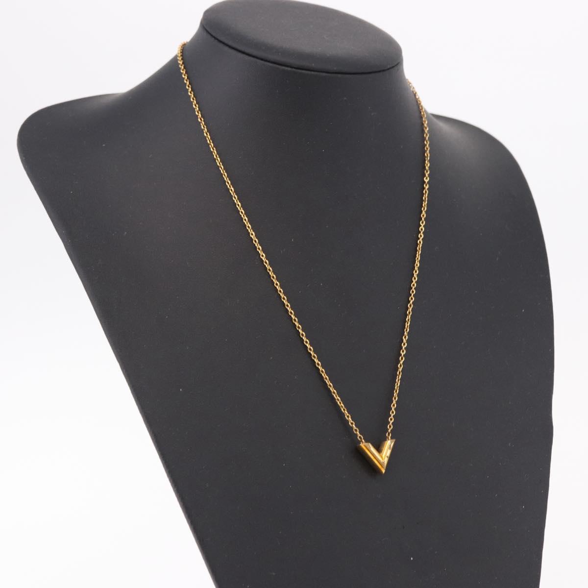 LOUIS VUITTON Essential V Necklace Gold M61083 LV Auth bs36156