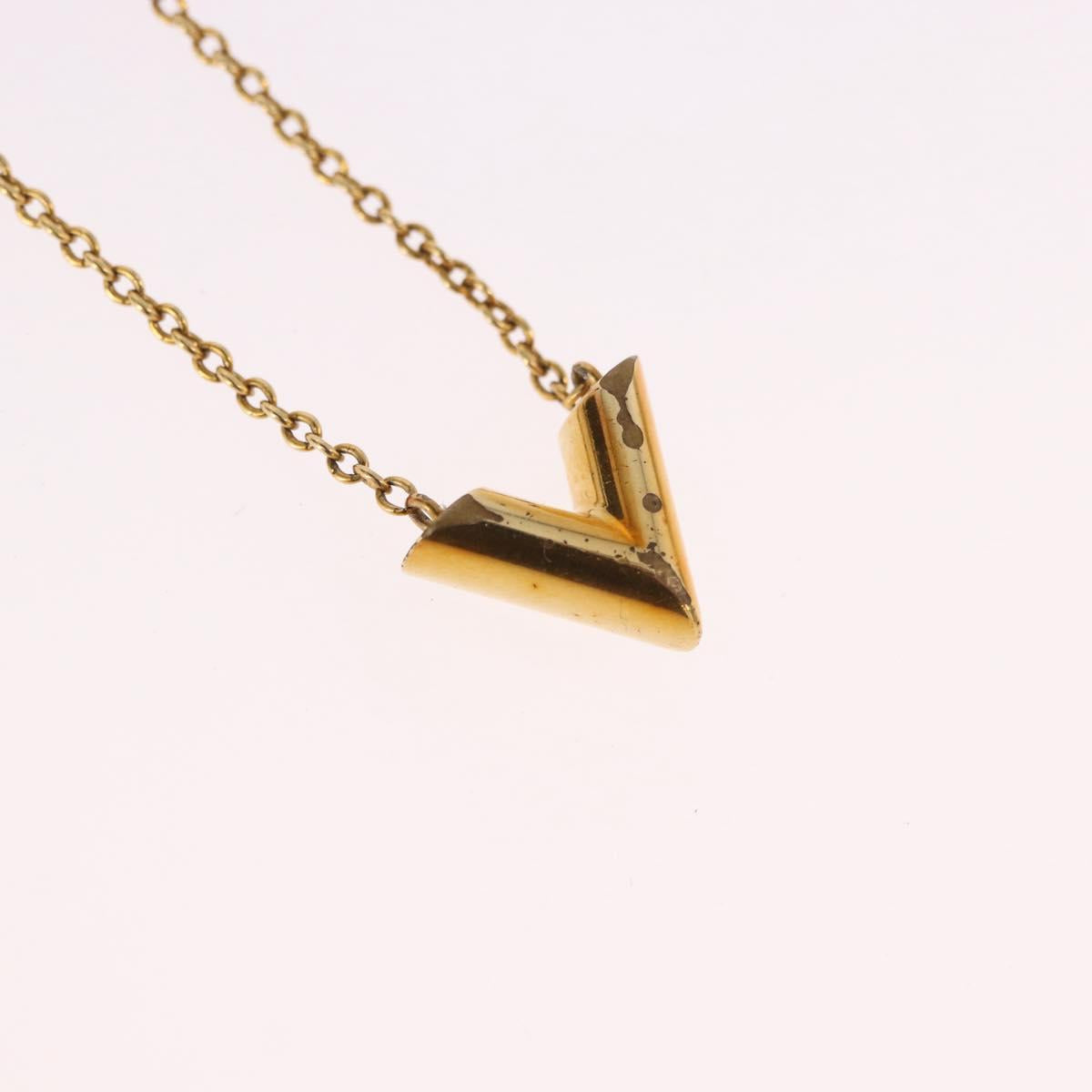LOUIS VUITTON Essential V Necklace Gold M61083 LV Auth bs36156