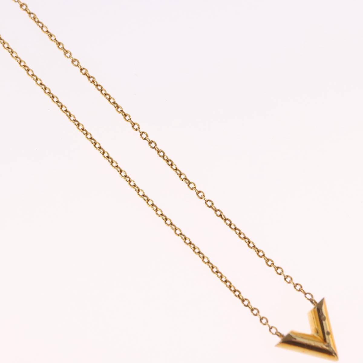 LOUIS VUITTON Essential V Necklace Gold M61083 LV Auth bs36156