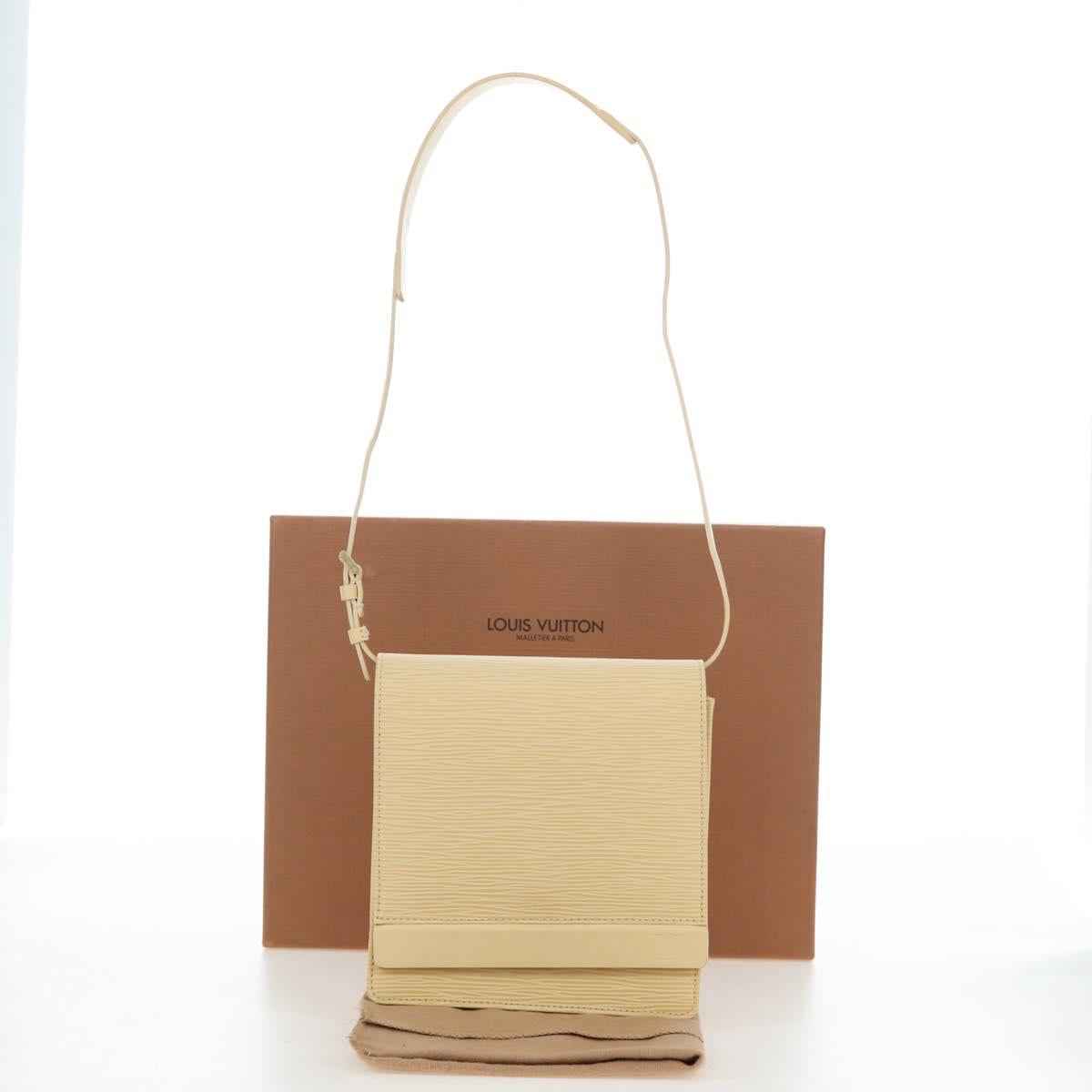 LOUIS VUITTON Epi Biarritz Vanille Square Bag Vanilla M5293A Auth bs36158A