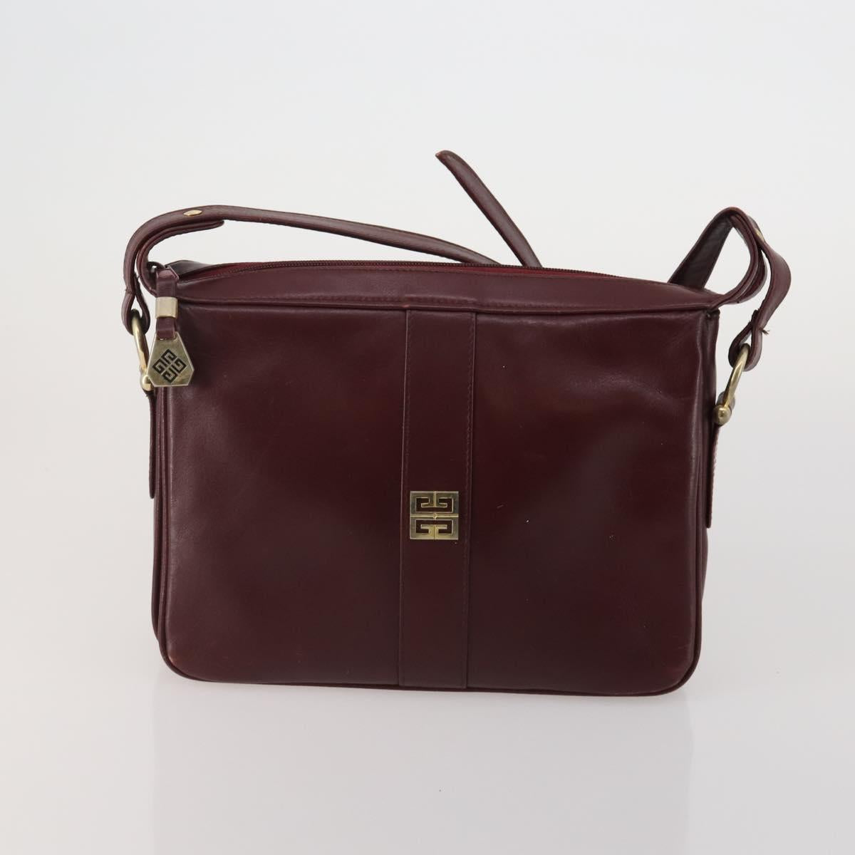 GIVENCHY Shoulder Bag Leather 3 Set Beige Black Red Auth bs36160