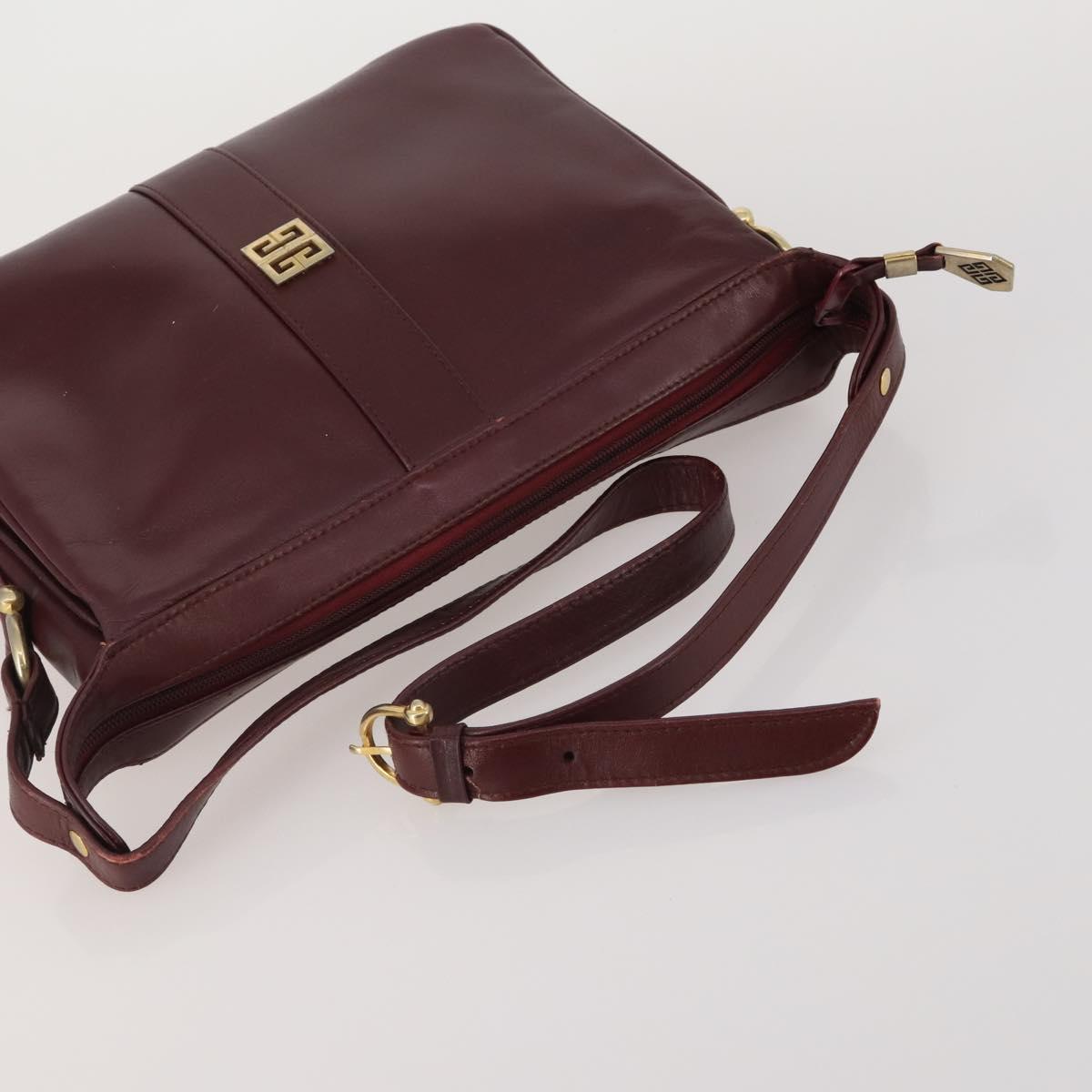 GIVENCHY Shoulder Bag Leather 3 Set Beige Black Red Auth bs36160